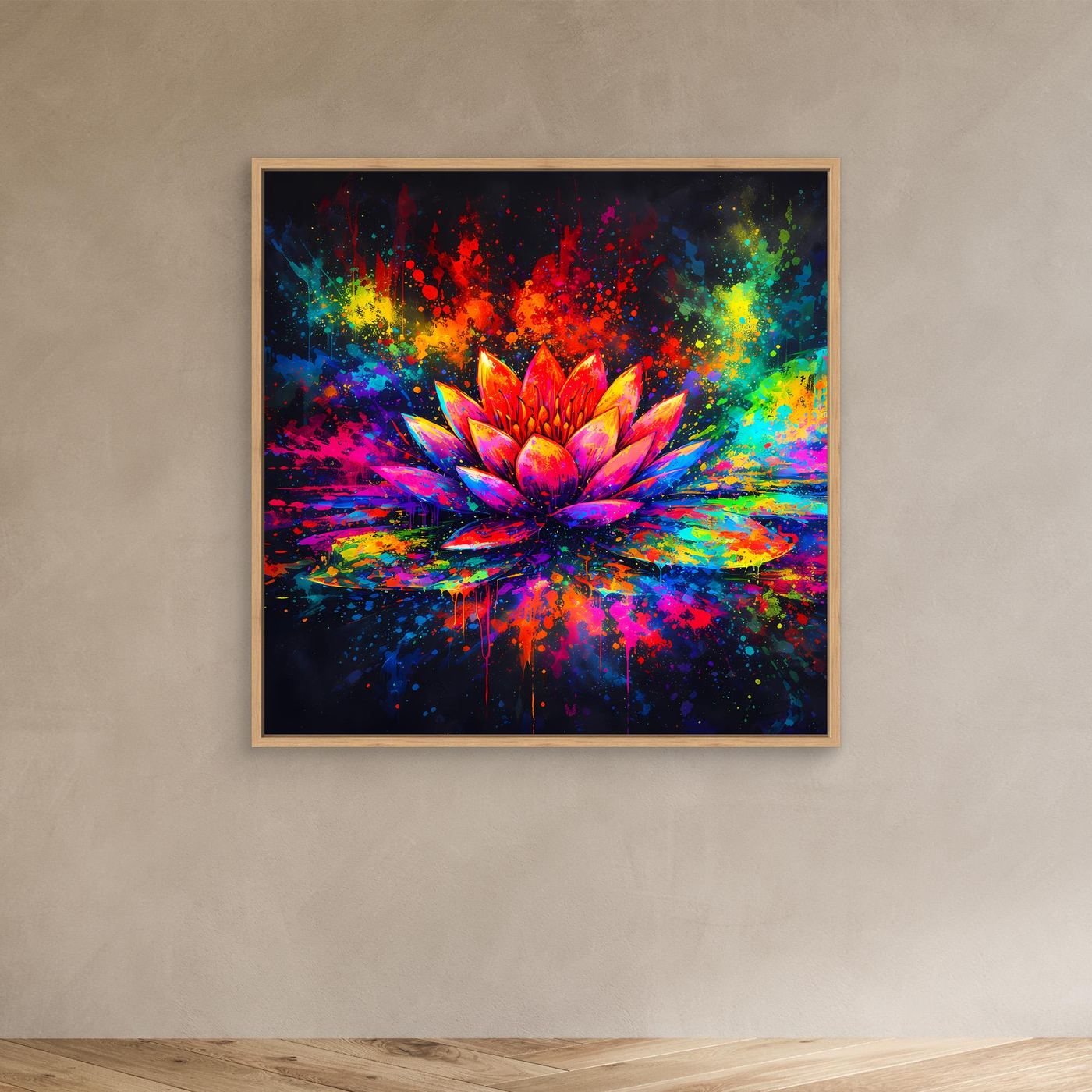 Leinwandbild Farbenfrohe Seerose | Abstraktes Lotus Wandbild auf Keilrahmen