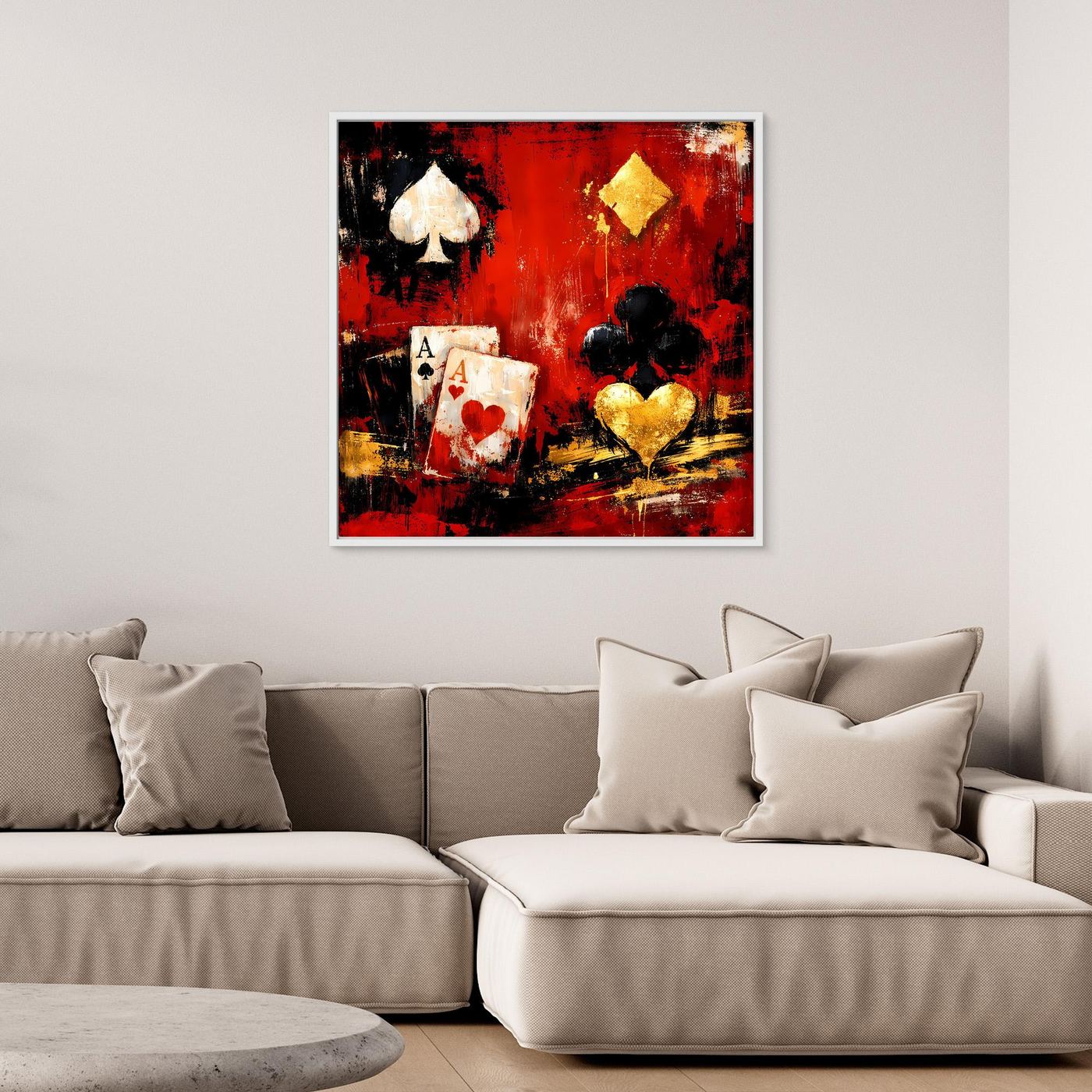 Leinwand Abstraktes Poker-Design mit Assen | Modernes Spielkarten Wandbild Kunst