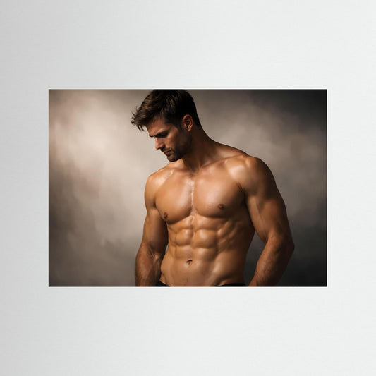 Fitness-Poster mit muskulösem Männerkörper, ohne Rahmen, Querformat