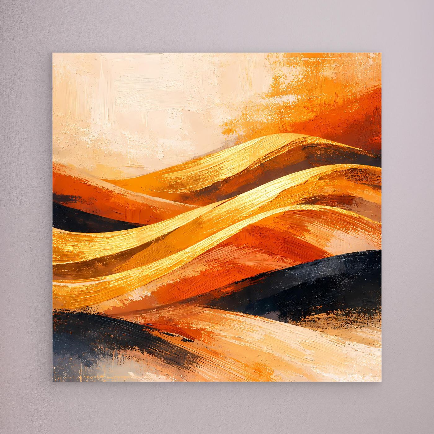 Leinwand Goldene Wüstendünen | Abstraktes Modern Art Landschafts Wandbild