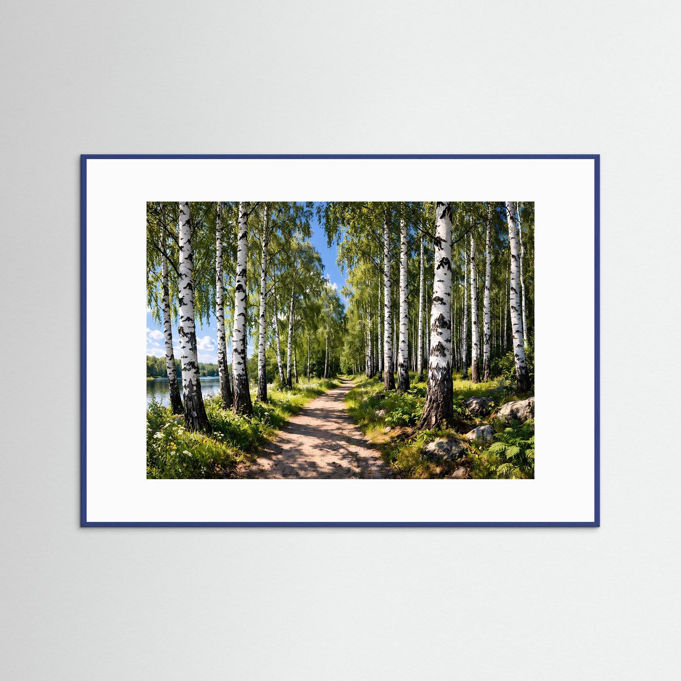 Lichter Birkenwald am Seeufer | Natur & Weg Poster Querformat
