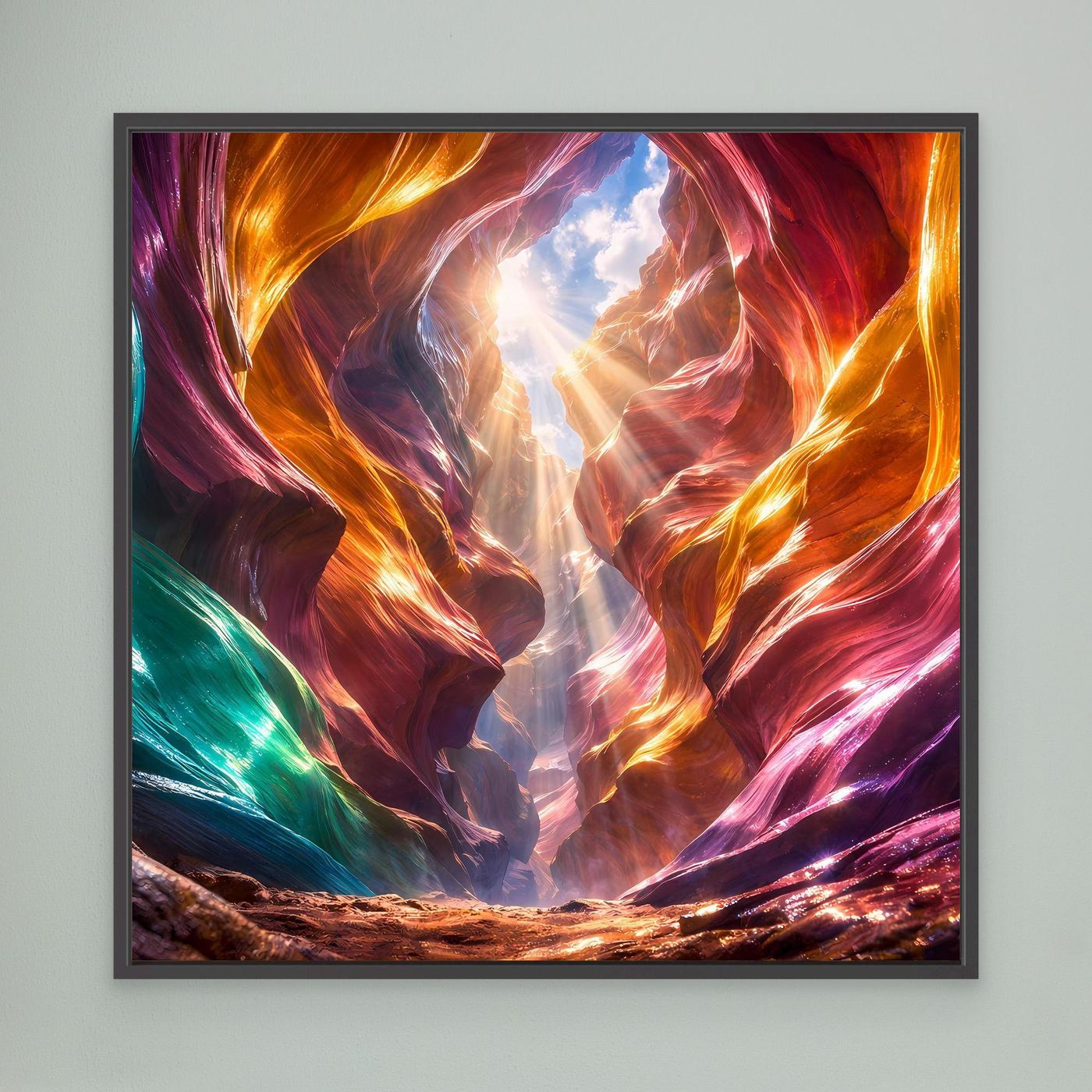 Leinwandbild Magischer Antelope Canyon | Abstraktes Felsenschauspiel Wandbild auf echtem Holzkeilrahmen