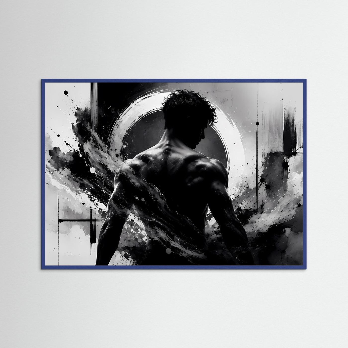Männer Silhouette Poster Schwarz Weiß | Abstrakte Körperkunst | Monochrome Moderne Wandkunst | Minimalistisches Wandbild