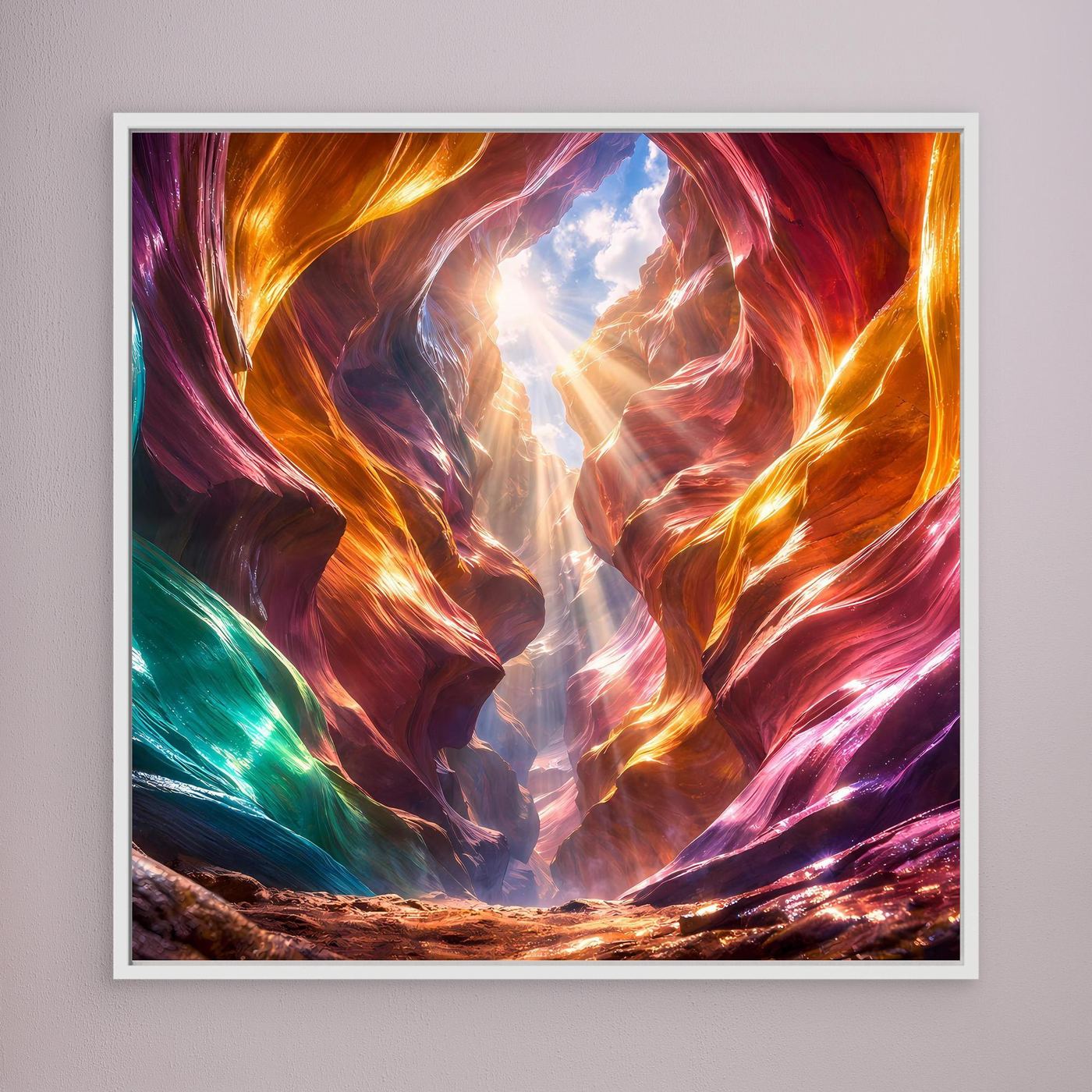 Leinwandbild Magischer Antelope Canyon | Abstraktes Felsenschauspiel Wandbild auf echtem Holzkeilrahmen