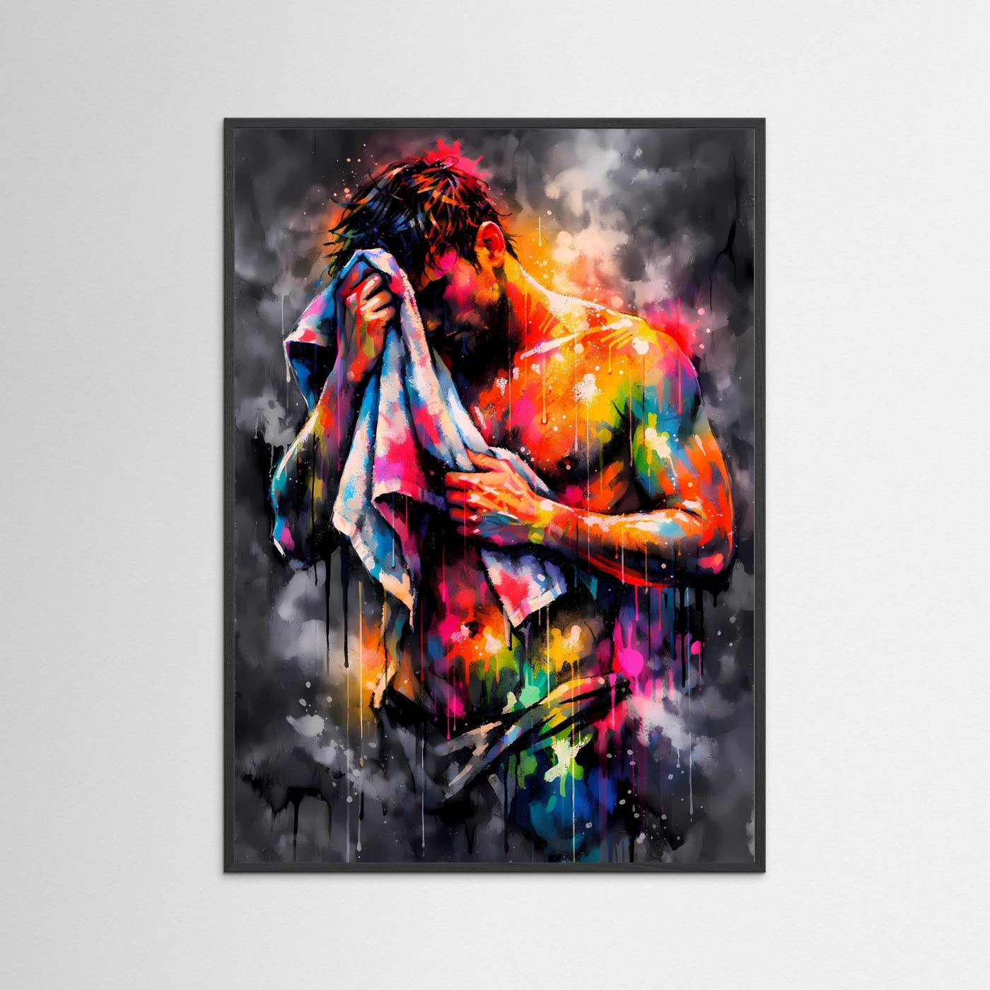 Nach dem Training | Abstraktes Fitness & Workout Poster mit Athleten-Silhouette | Modernes Kunstposter Hochformat