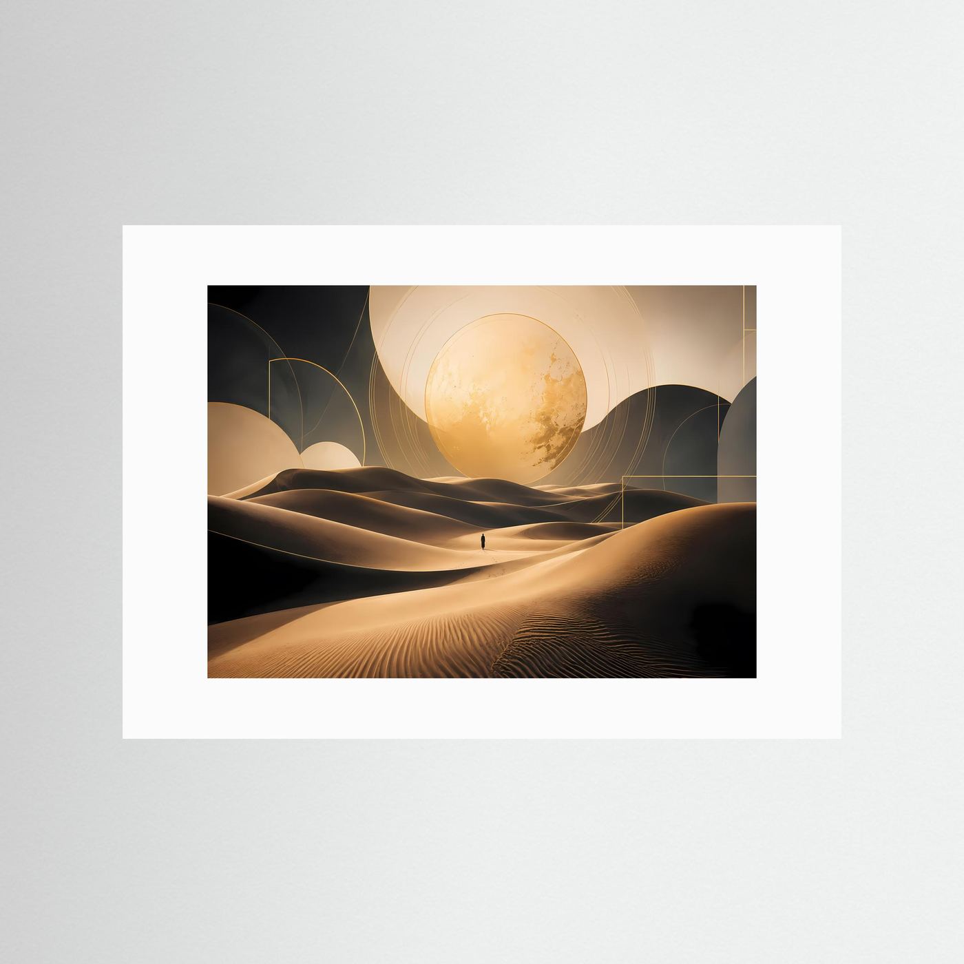 Goldene Wüste – Reise ins Unbekannte | Abstrakte Dünenlandschaft in Schwarz & Gold