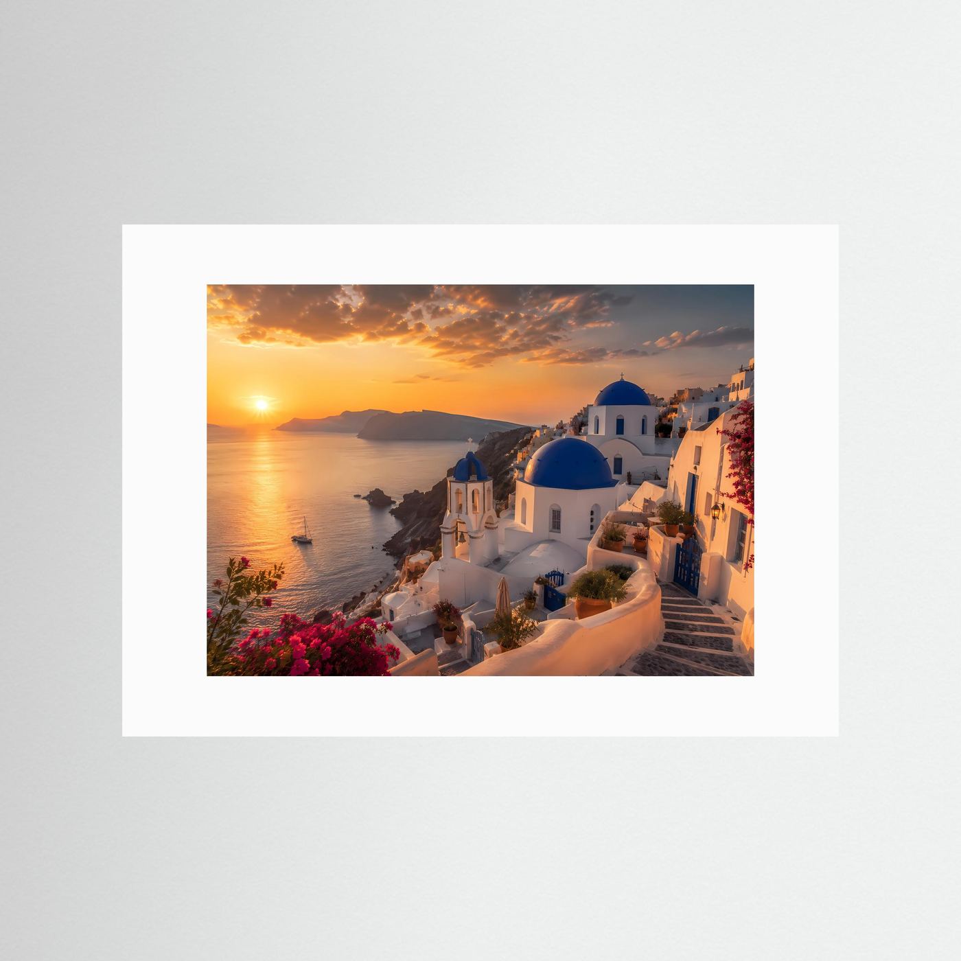 Griechischer Traum auf Santorini | Sonnenuntergang & Architektur Poster