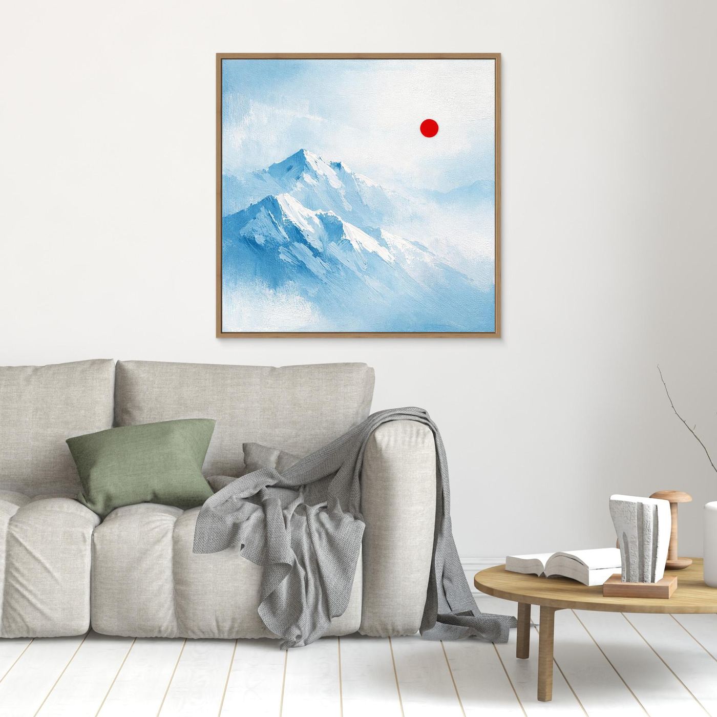 Leinwand Abstraktes Zugspitze Berg Wandbild | Alpin Minimalistisch Blau Weiß