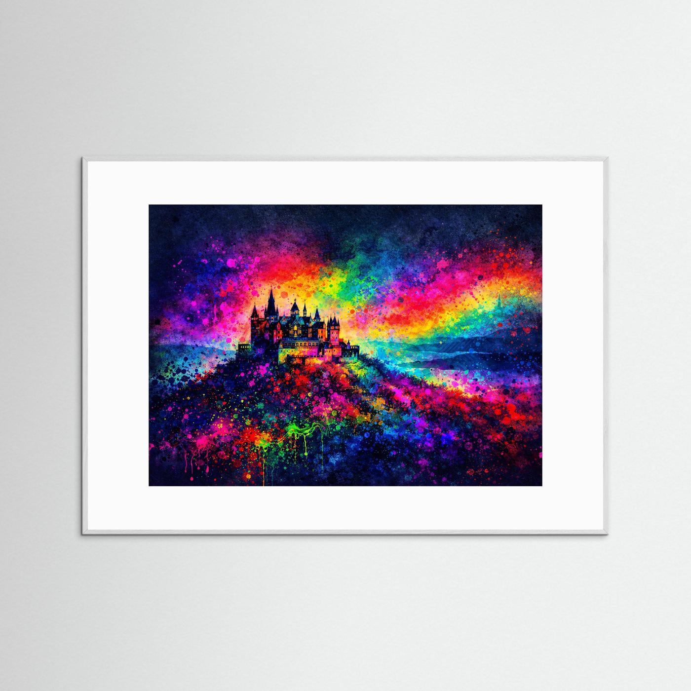 Majestätische Burg Hohenzollern Expressionismus | Bunte Architektur & Kunst Poster Querformat