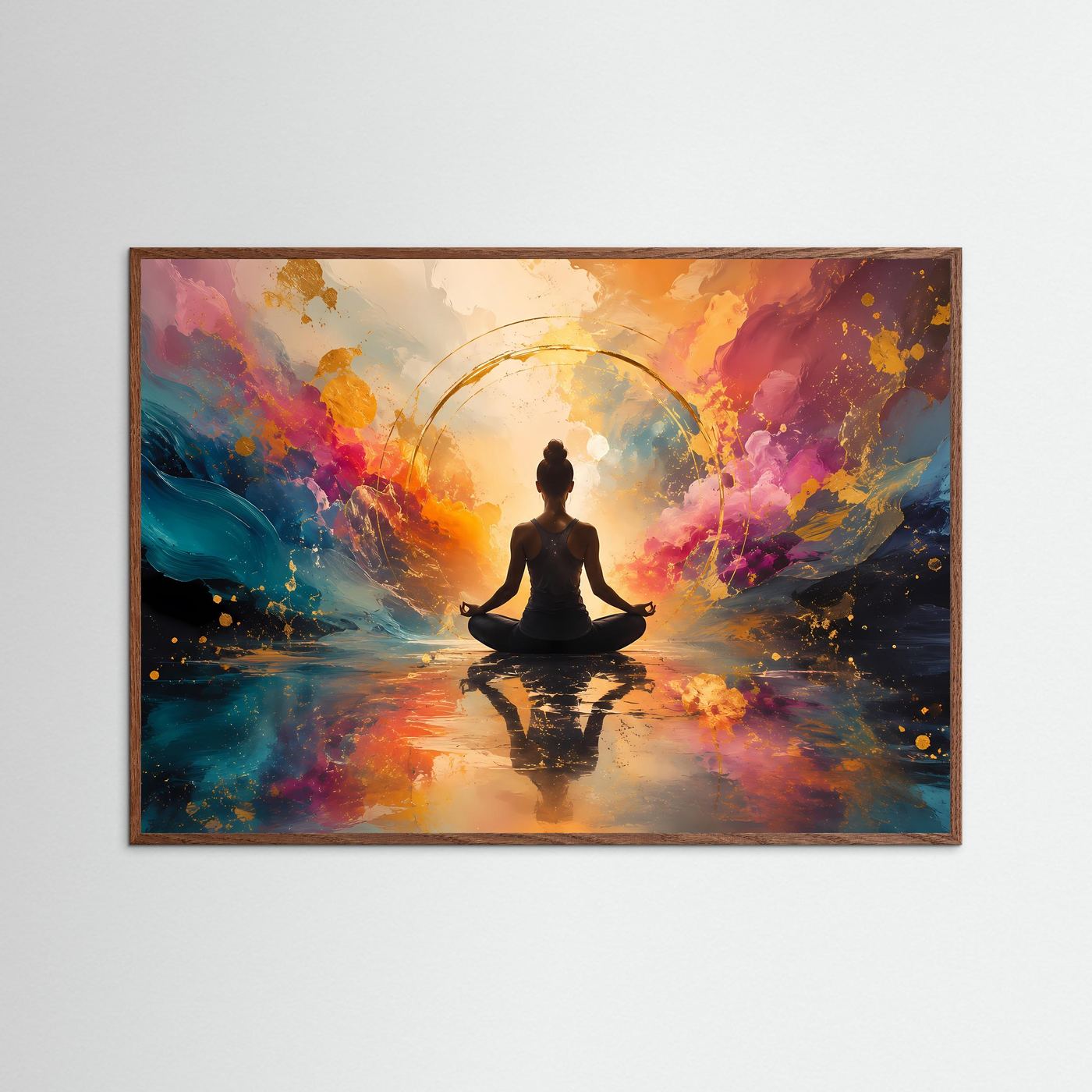 Harmonie der Elemente | Spirituelles Yoga & Meditation Poster mit Gold-Akzenten
