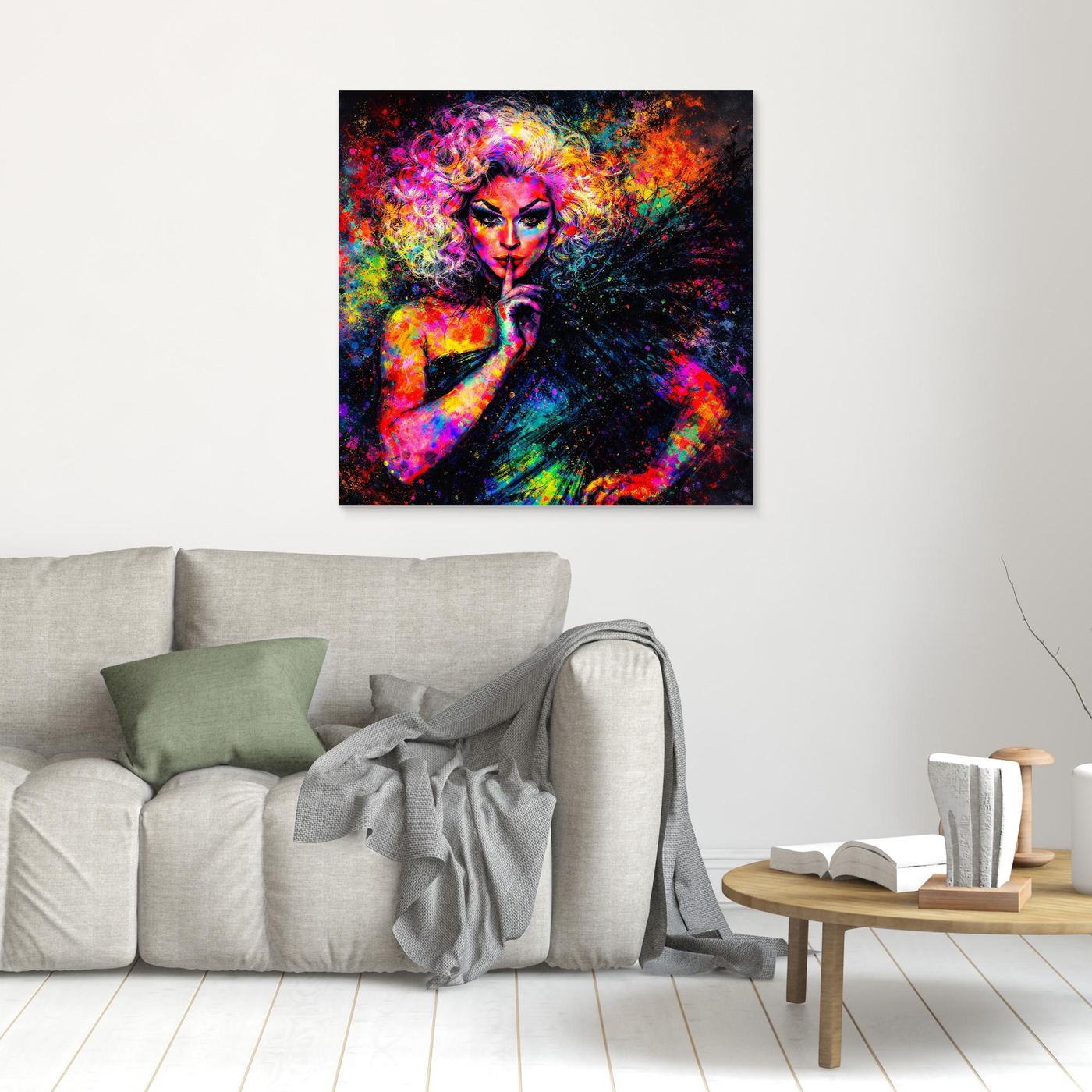 Leinwandbild Drag Queen Pop-Art | Bunte Farbexplosion Wandbild auf Keilrahmen