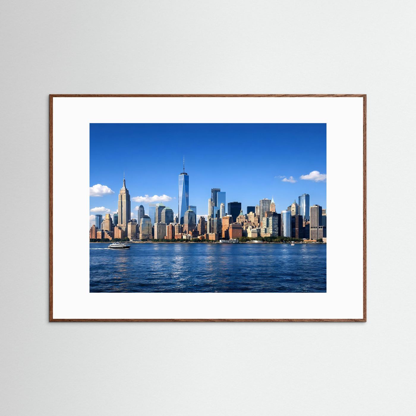 New York City Skyline am Hudson River | Panorama Wolkenkratzer & Metropole Poster Querformat