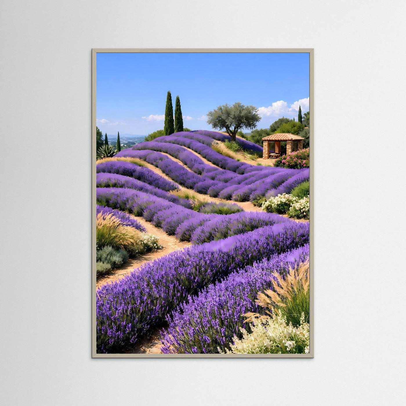 Poster Lavendelfeld in der Provence | Mediterranes Hügellandschaft Wandbild