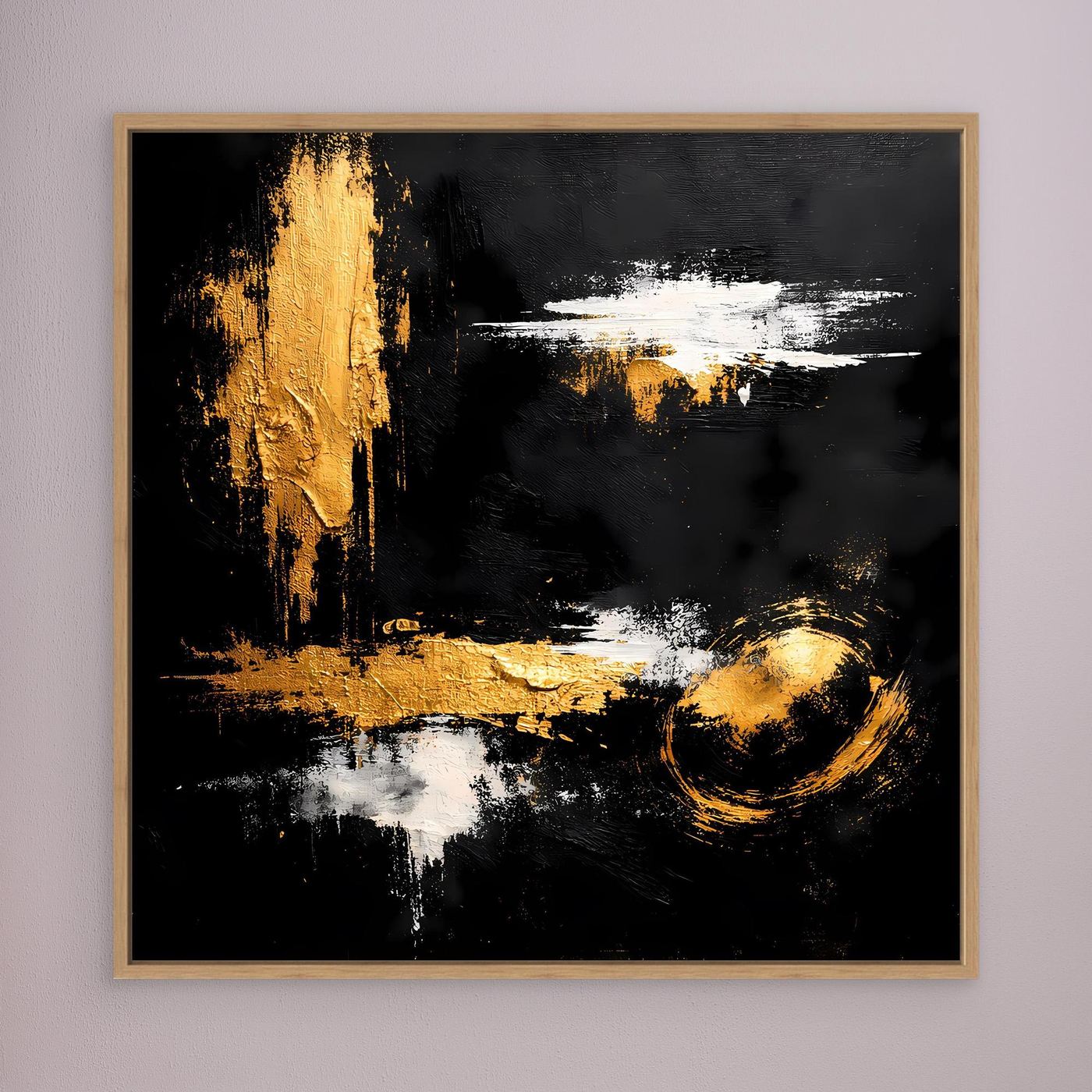 Leinwand Abstraktes Meisterwerk in Gold und Weiß | Modernes Galerie Wandbild