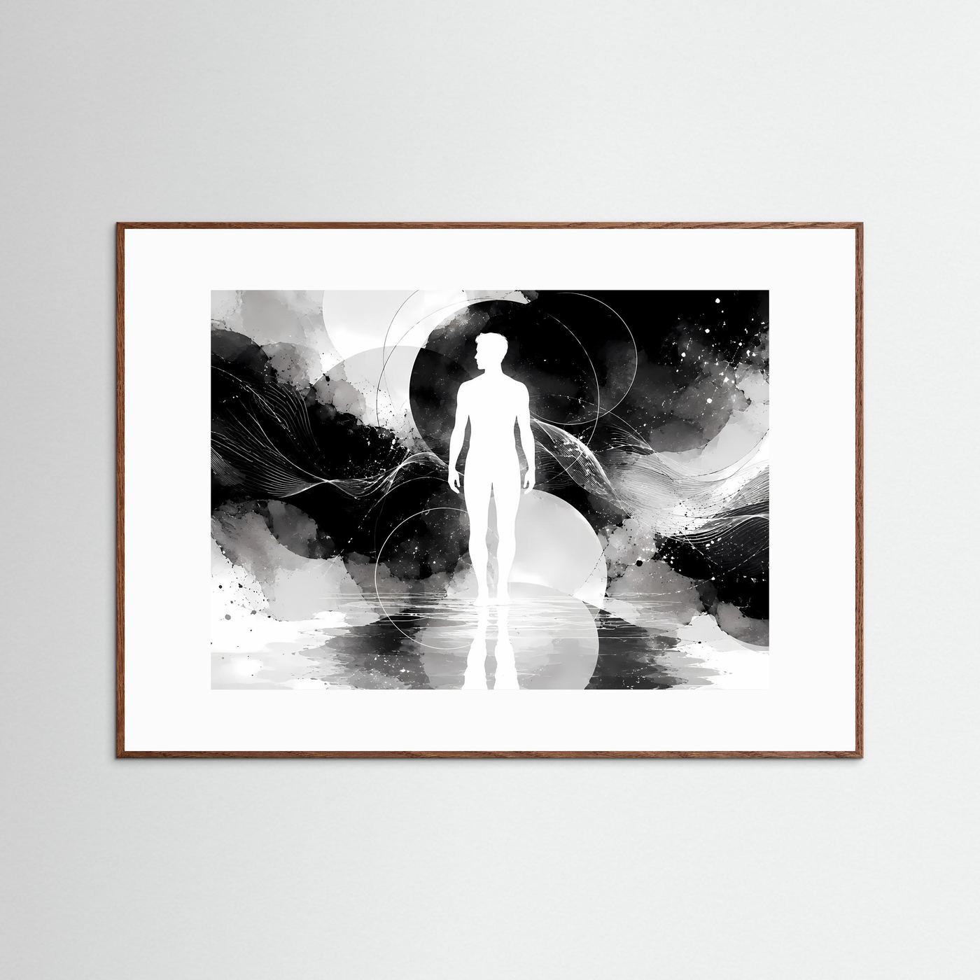 Abstrakte Mensch Silhouette Schwarz Weiß Poster | Minimalistische Line Art | Moderne Wandkunst | Spirituelles Design | Zeitgenössische Leinwand