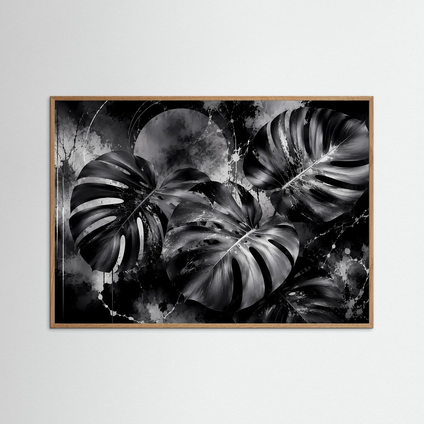 Monstera Schwarz Weiß Wandbild | Moderne Botanische Kunst | Tropische Blätter in Monochrom | Minimalistisches Pflanzen Poster | Elegante Premium Wanddekoration