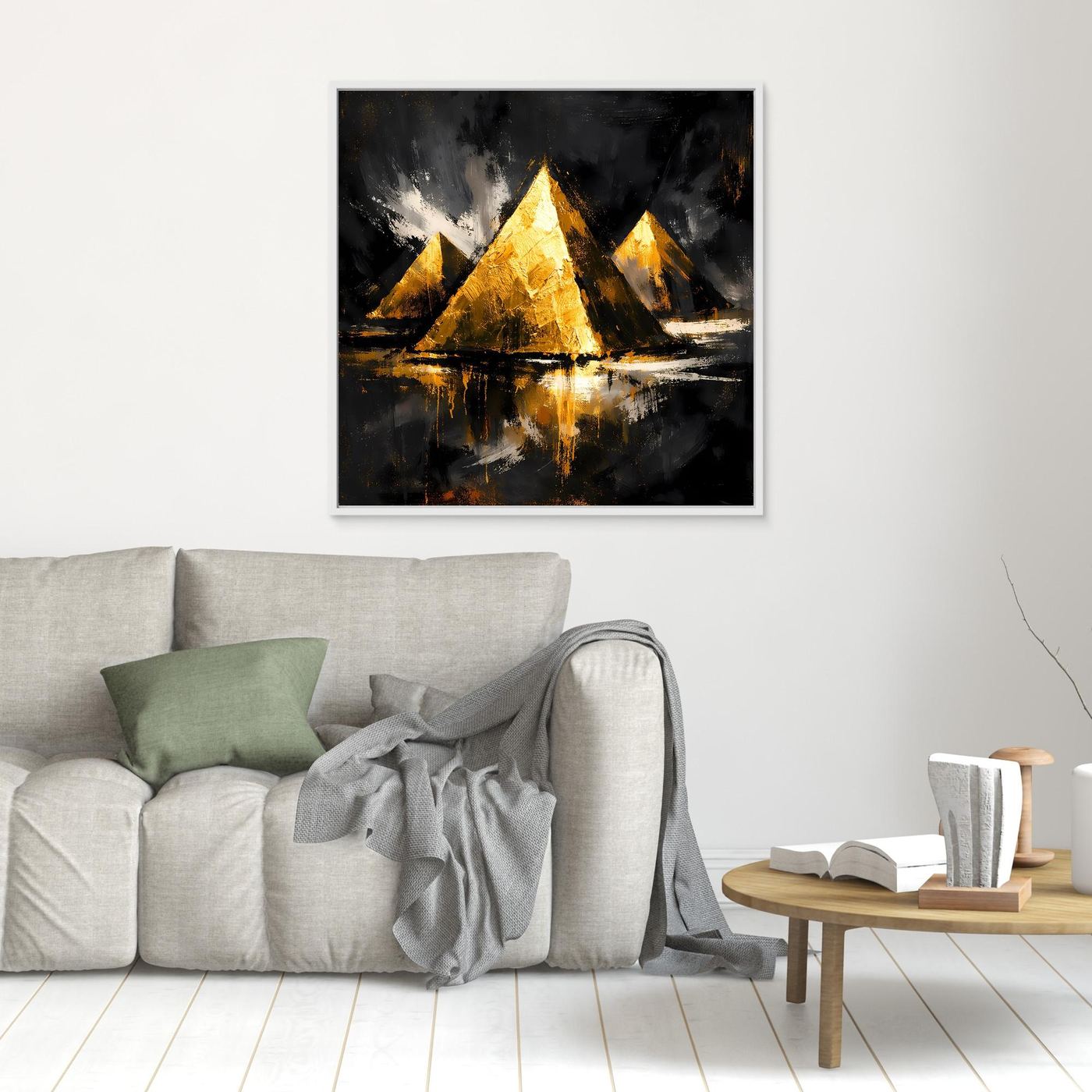 Leinwand Goldene Pyramiden von Gizeh | Abstraktes Ägypten Wandbild Modern