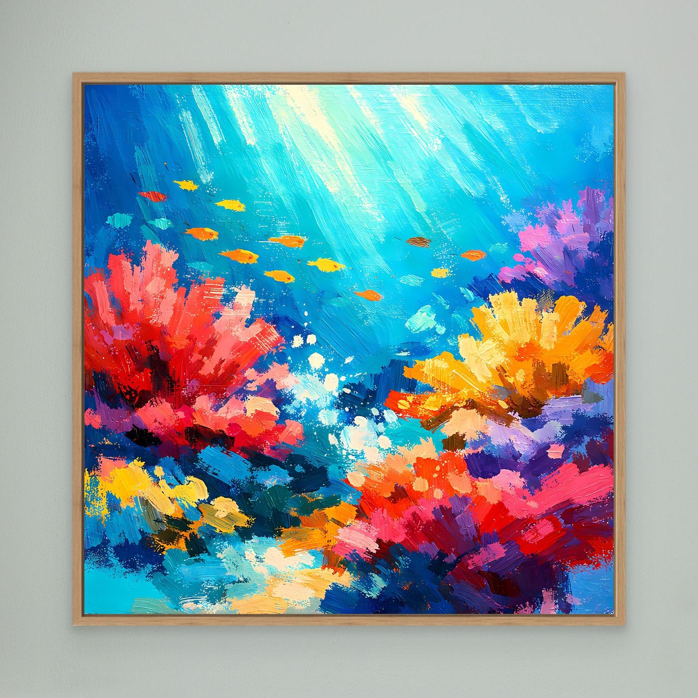Leinwand Abstraktes Korallenriff Unterwasser | Modernes Ozean Wandbild Bunt