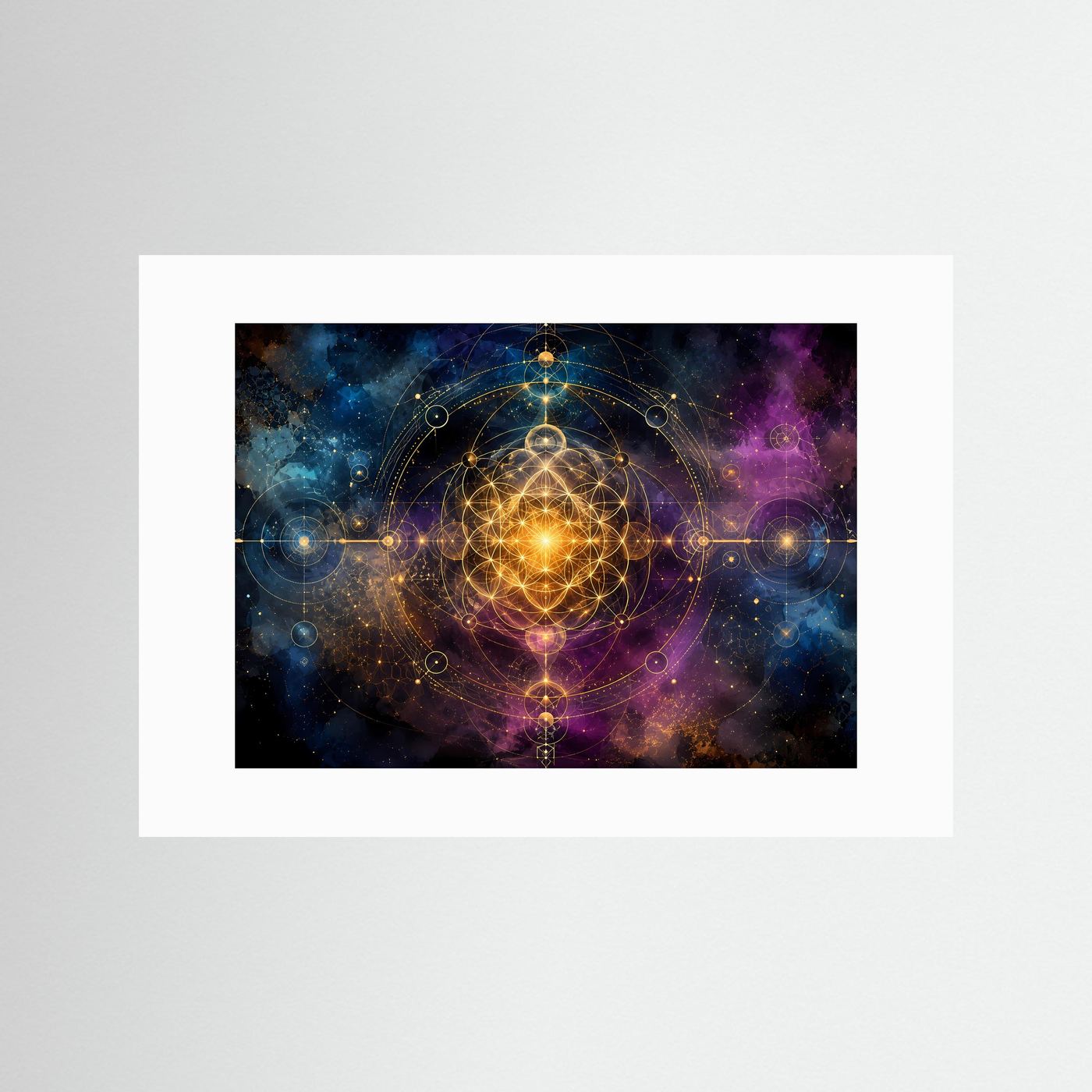 Heilige Geometrie im Kosmos | Spirituelles Universum & Astrologie Poster im Querformat