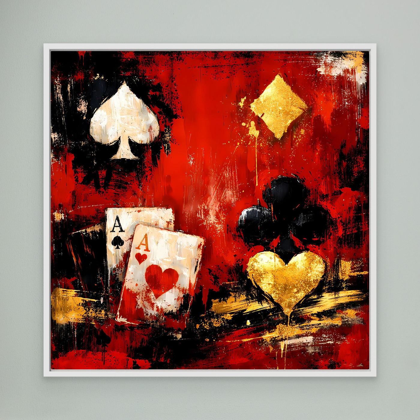 Leinwand Abstraktes Poker-Design mit Assen | Modernes Spielkarten Wandbild Kunst