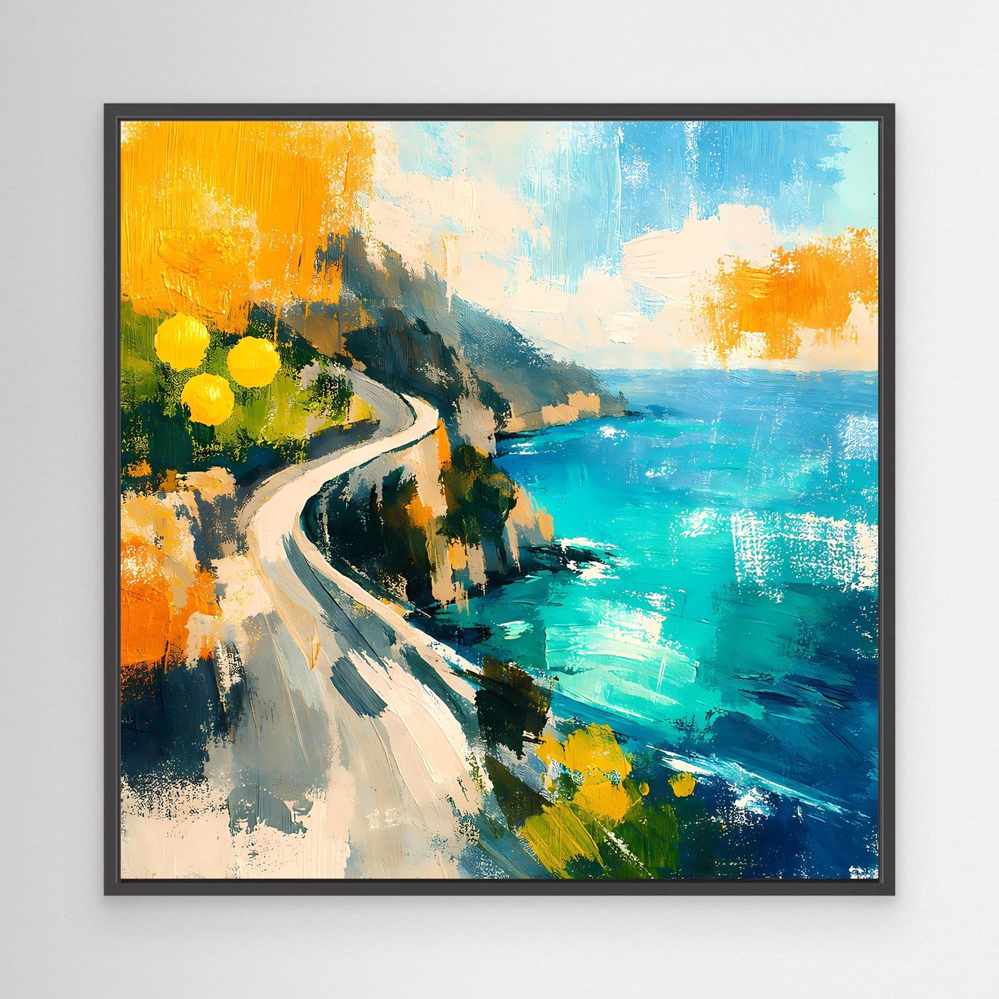 Leinwand Malerische Küstenstraße am Meer | Abstraktes Amalfi Wandbild