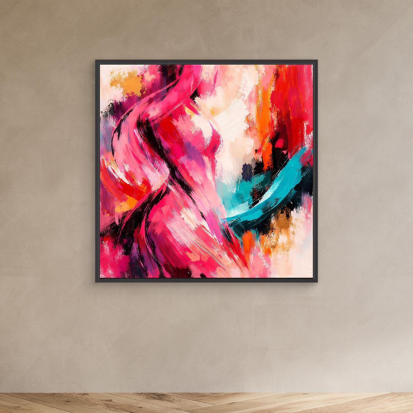 Leinwandbild Abstrakte Weibliche Silhouette | Elegantes Farbenfrohes Wandbild auf echtem Holzkeilrahmen