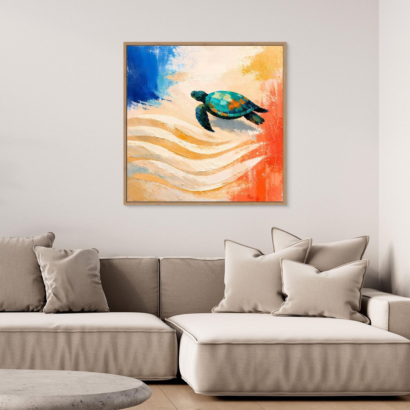 Leinwand Elegante Meeresschildkröte im Ozean | Abstraktes Strand & Meer Wandbild