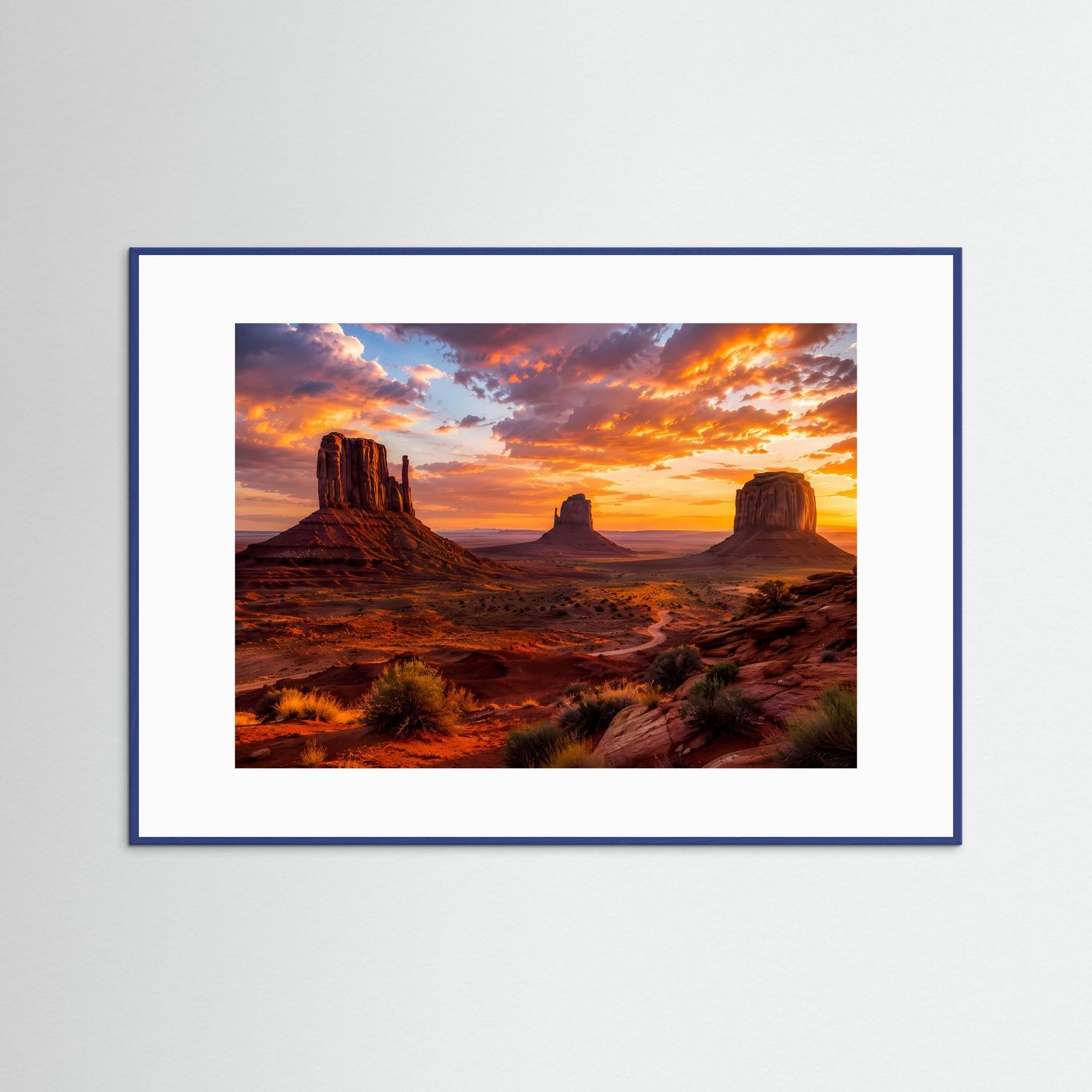 Monument Valley bei Sonnenuntergang | Majestätische Wüstenlandschaft Poster | Panorama Wüste & Canyon Wandbild