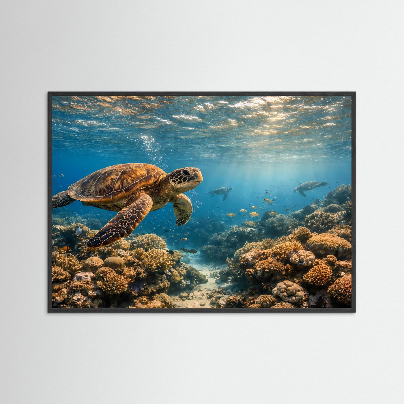 Faszinierende Unterwasserwelt | Meeresschildkröte im Korallenriff Poster Querformat
