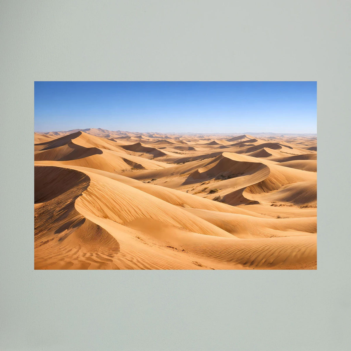 Panorama-Sanddünen-Poster mit goldenen Dünen und blauem Himmel, querformatig