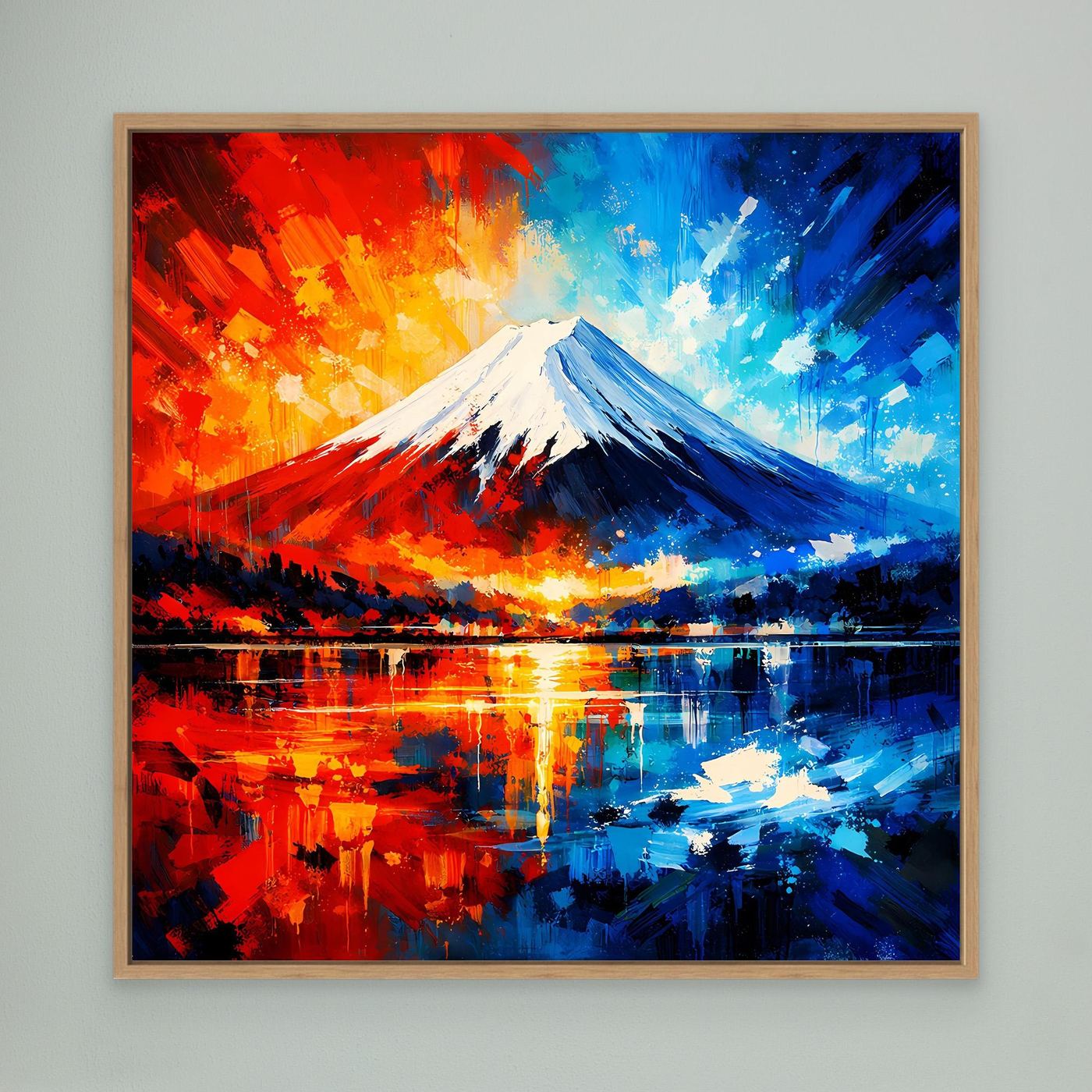 Leinwand Majestätischer Mount Fuji im Feuer- und Eis-Kontrast | Abstraktes Japan Wandbild