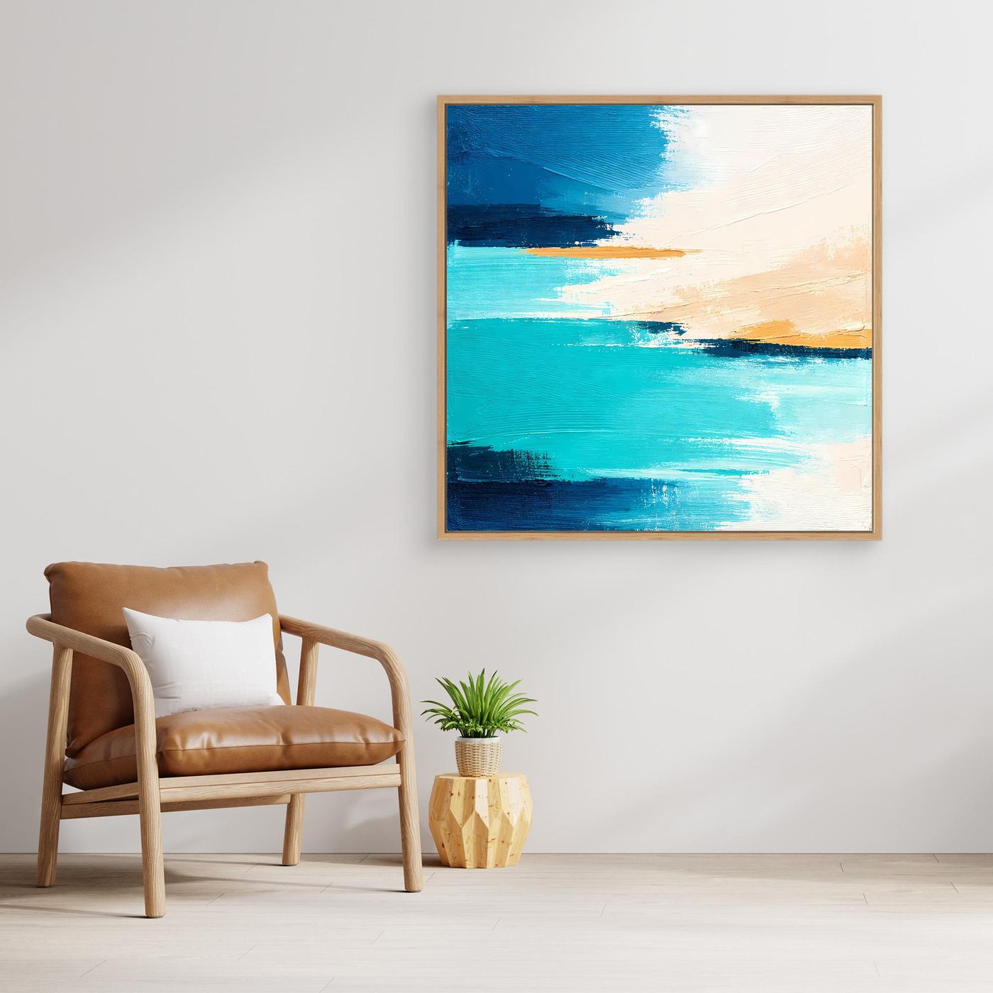 Leinwand Abstrakte Meeresbrise in Türkis und Beige | Modernes Acryl Wandbild