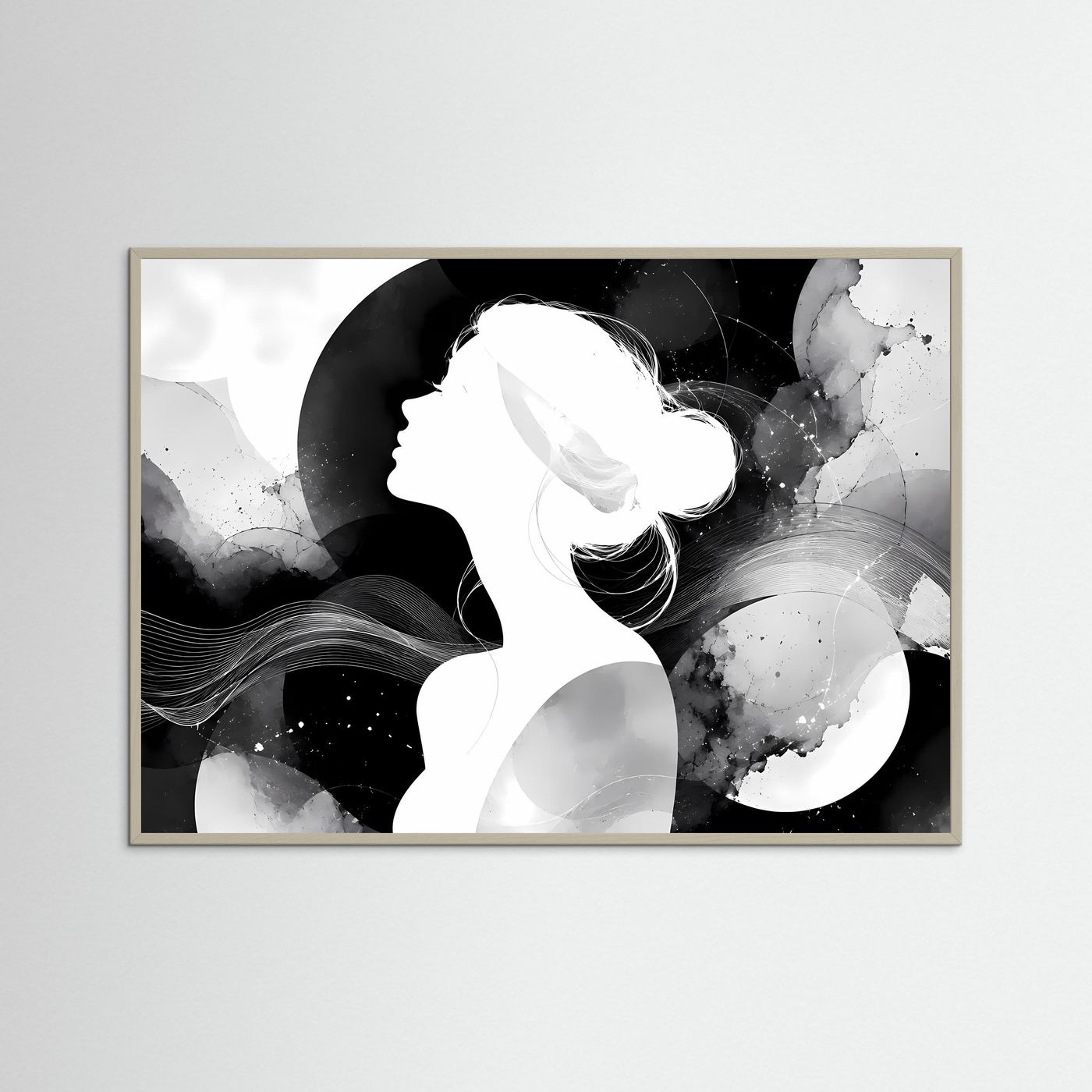Abstrakte Frauen Silhouette Schwarz Weiß | Minimalistische Wandkunst | Modernes Line Art Poster | Elegante Monochrome Kunst | Zeitlose Leinwand