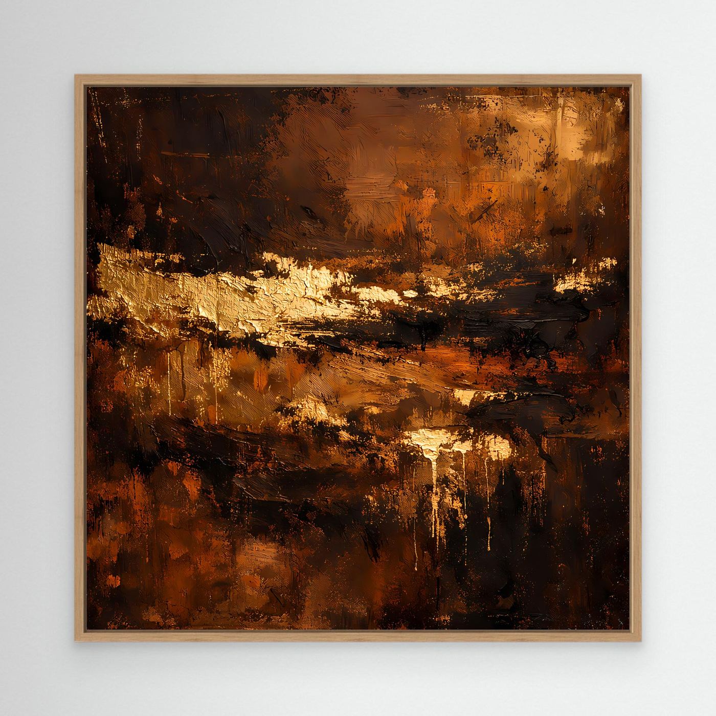 Leinwand Abstraktes Ölgemälde in Gold und Bronze | Modernes Luxus Wandbild