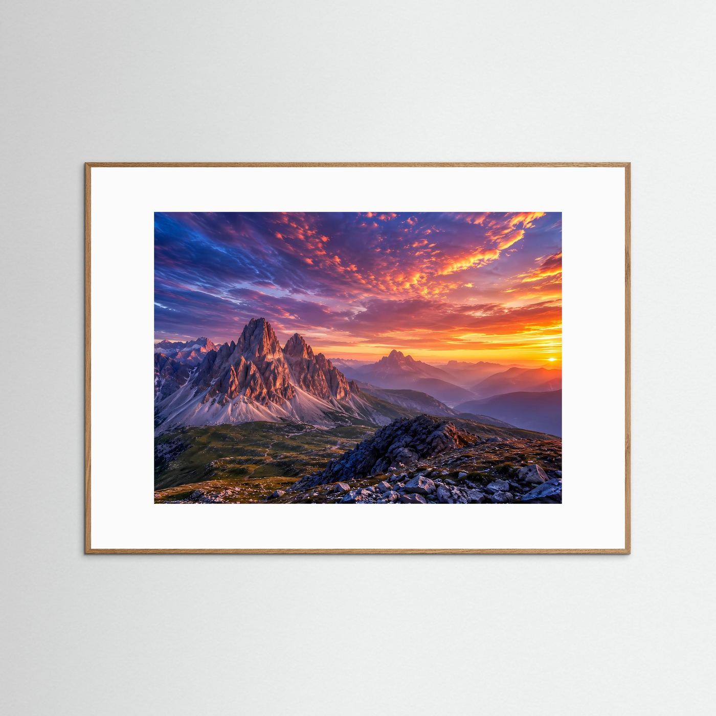 Dramatischer Sonnenuntergang in den Alpen | Majestätisches Berg-Poster Querformat