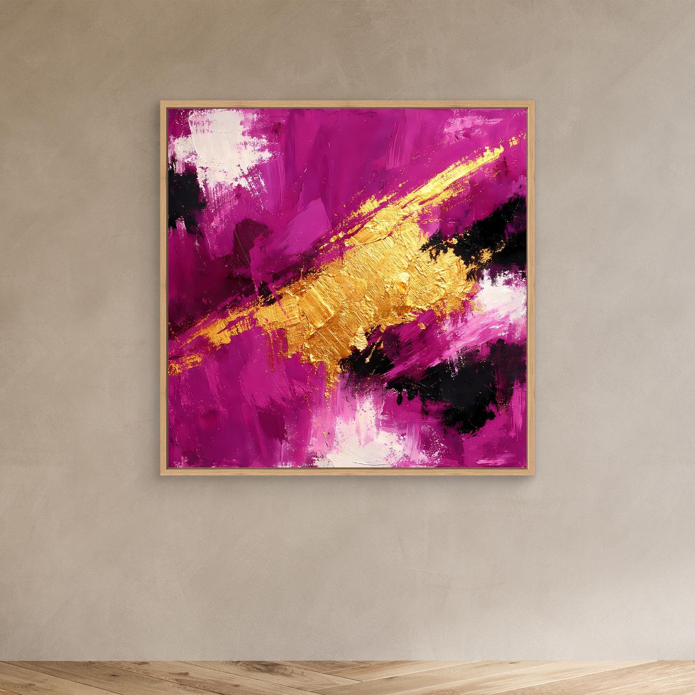Leinwand Expressives Farbenspiel in Beere und Gold | Modernes Abstraktes Wandbild