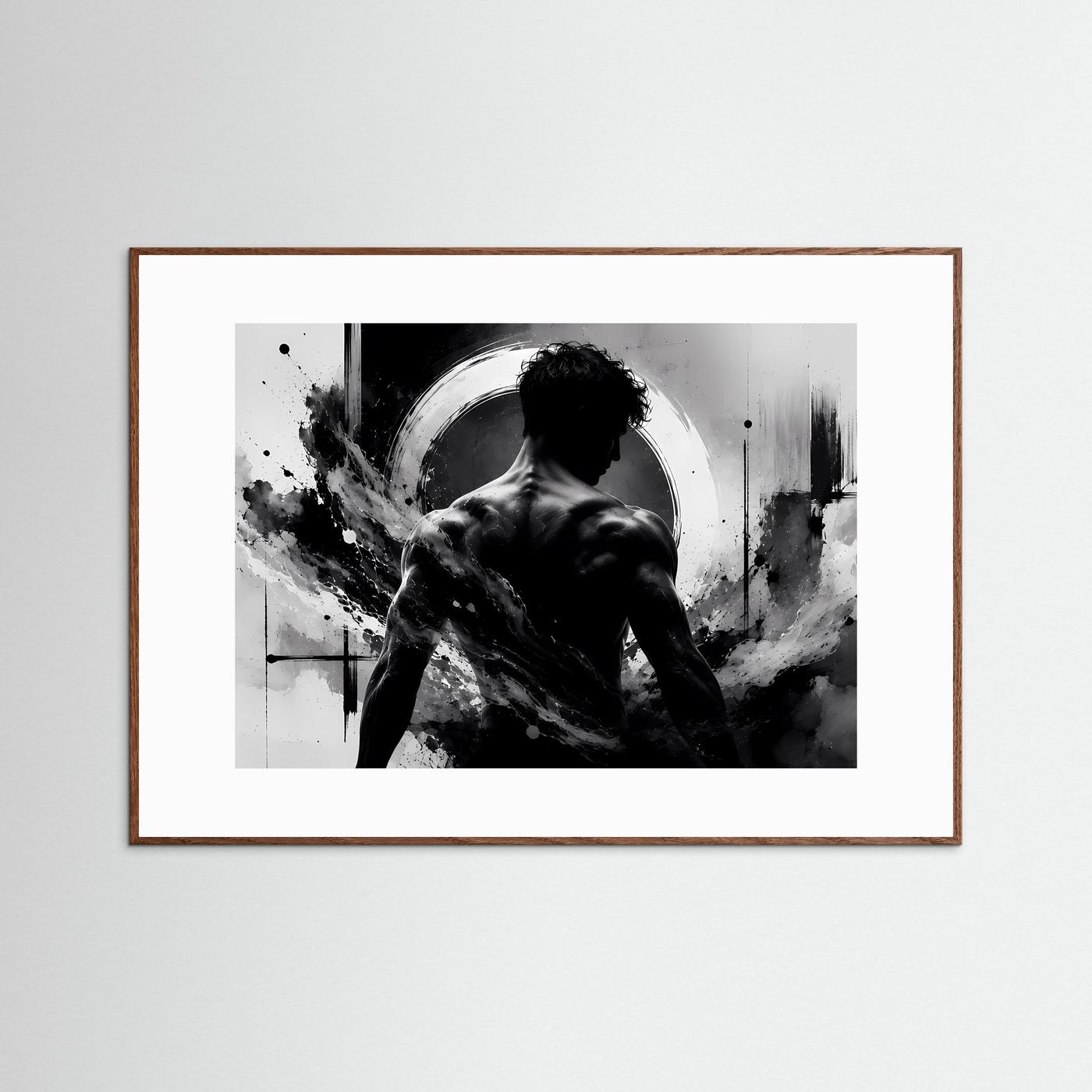 Männer Silhouette Poster Schwarz Weiß | Abstrakte Körperkunst | Monochrome Moderne Wandkunst | Minimalistisches Wandbild