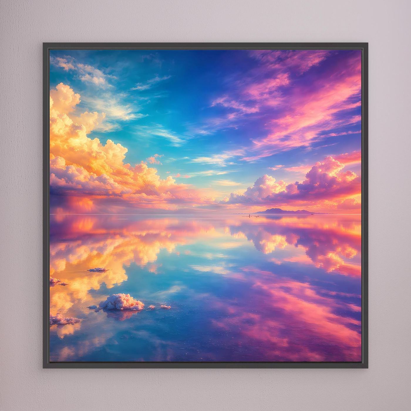 Leinwandbild Magischer Salzsee | Abstraktes Himmel-Spiegelungs Wandbild auf echtem Holzkeilrahmen