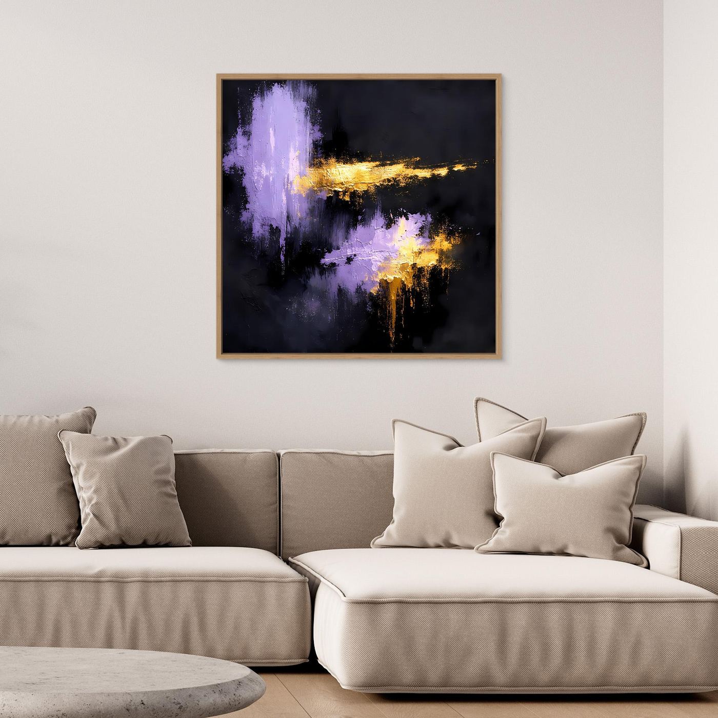 Leinwand Elegante Lila Nuancen und Gold | Modernes Abstraktes Expressionismus Wandbild