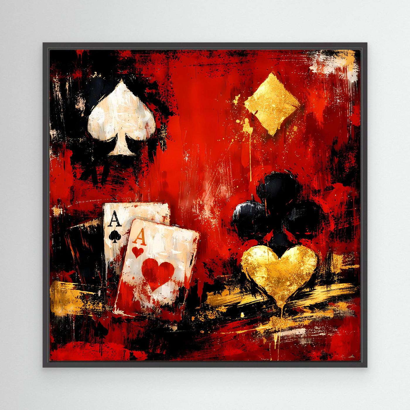 Leinwand Abstraktes Poker-Design mit Assen | Modernes Spielkarten Wandbild Kunst