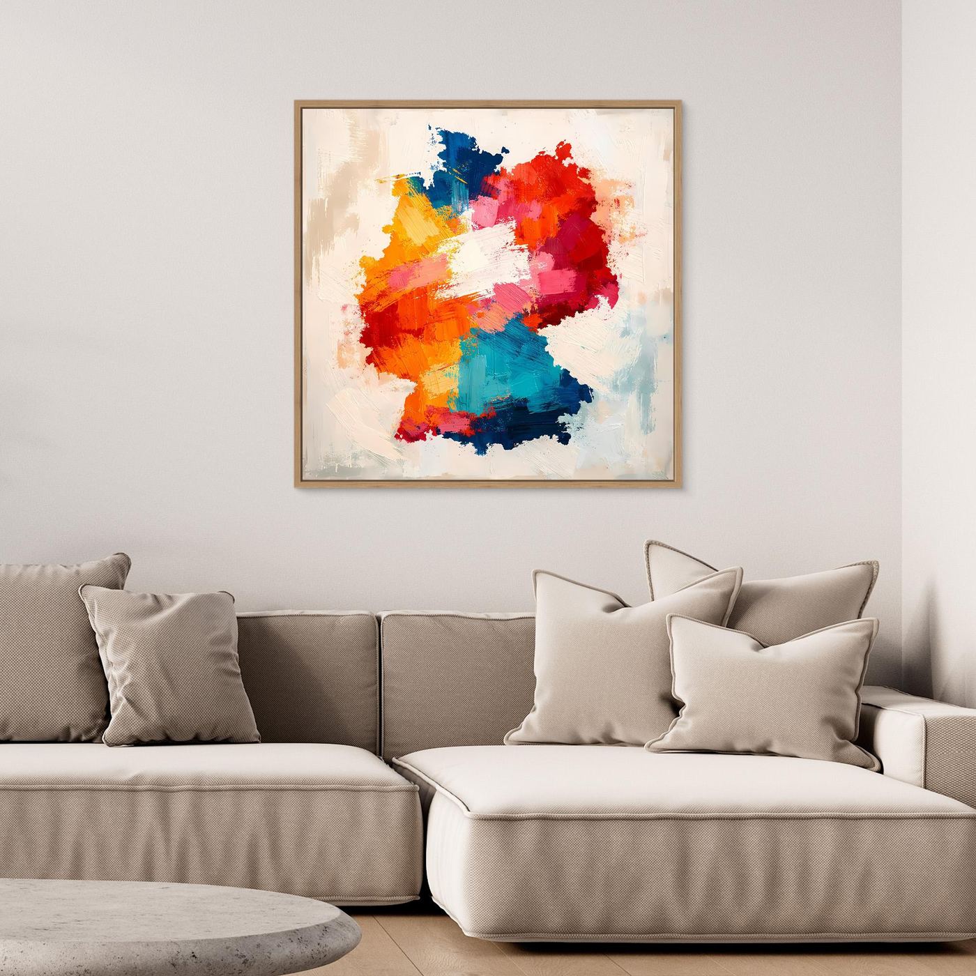 Abstract Germany map canvas wall art in oak frame