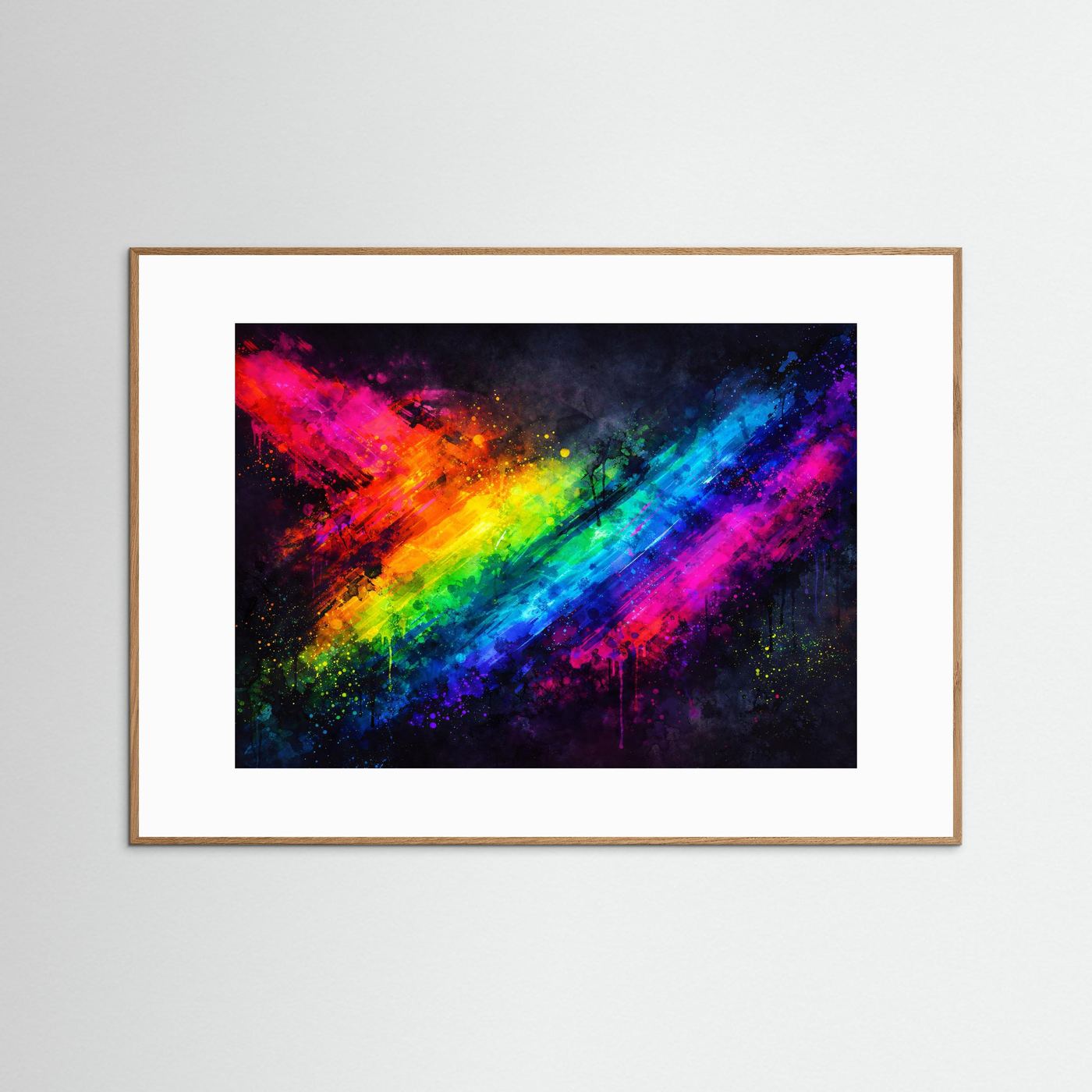 Pulsierende Farbdynamik & Regenbogen | Moderner Kunst Print Querformat Wandbild