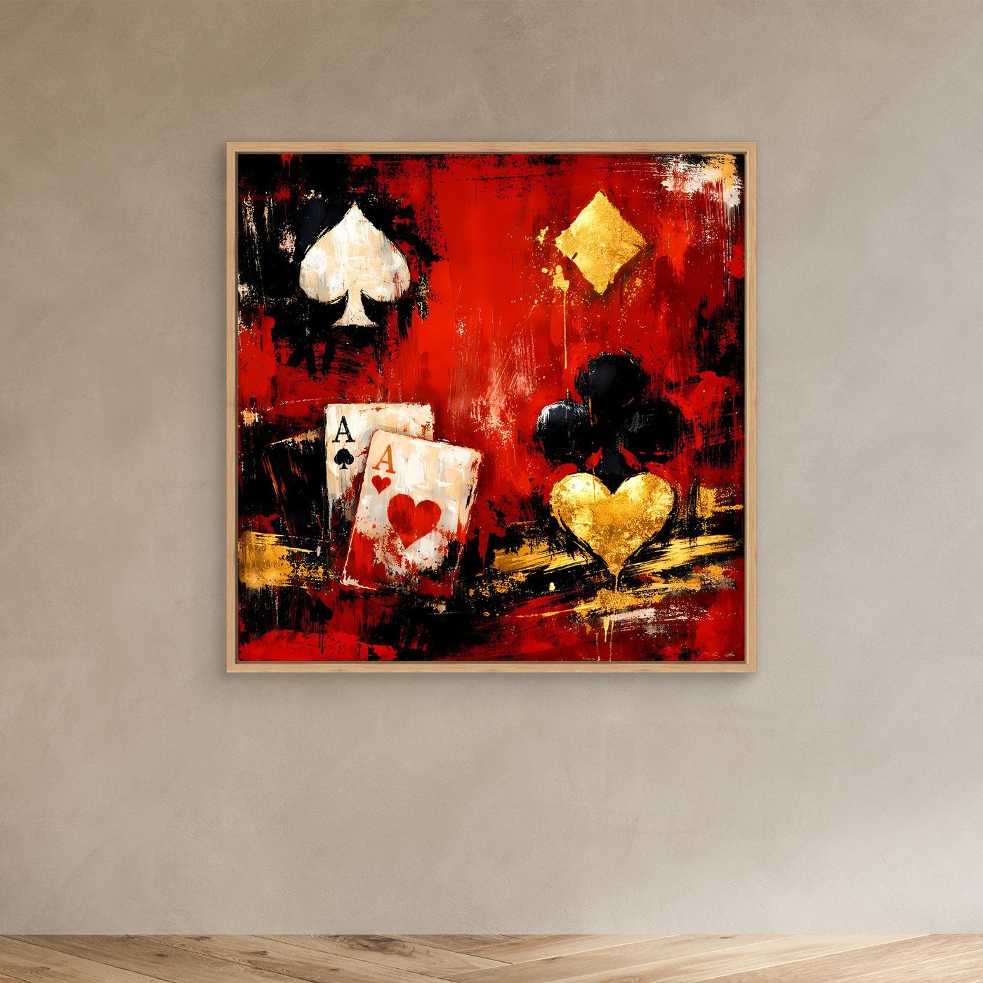 Leinwand Abstraktes Poker-Design mit Assen | Modernes Spielkarten Wandbild Kunst