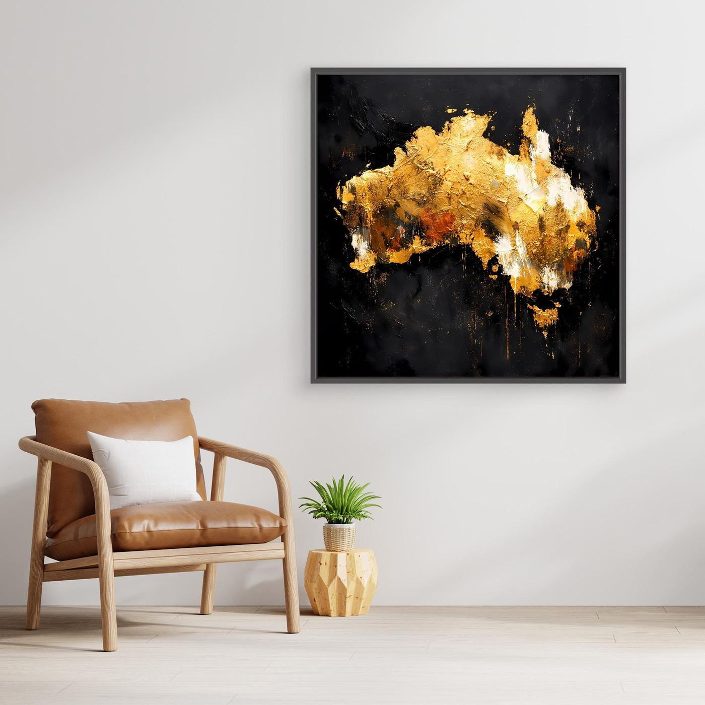 Leinwand Goldene Landkarte von Australien | Modernes Luxus Wandbild Kontinent