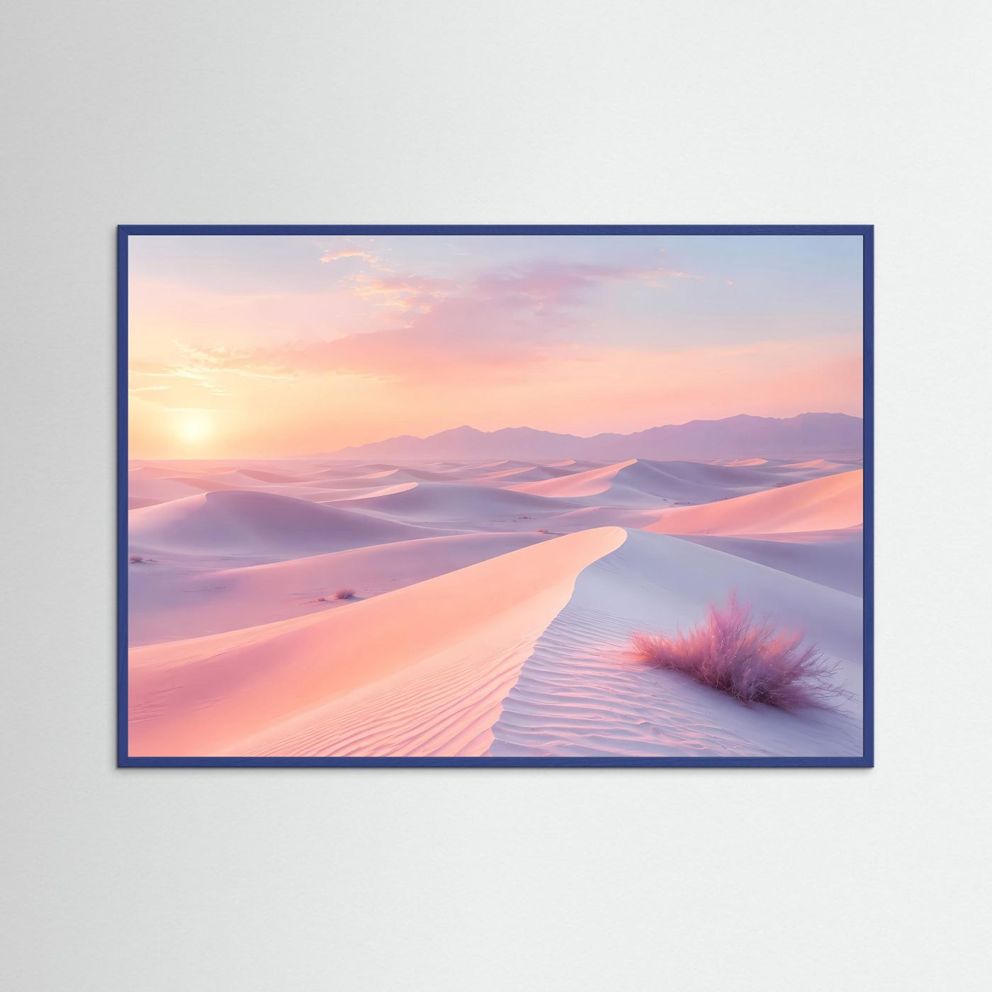 Pastell Wüste Sonnenaufgang | Rosa Sanddünen Wandbild | Minimalistische Wüstenlandschaft | Modernes Leinwandbild | Premium Poster