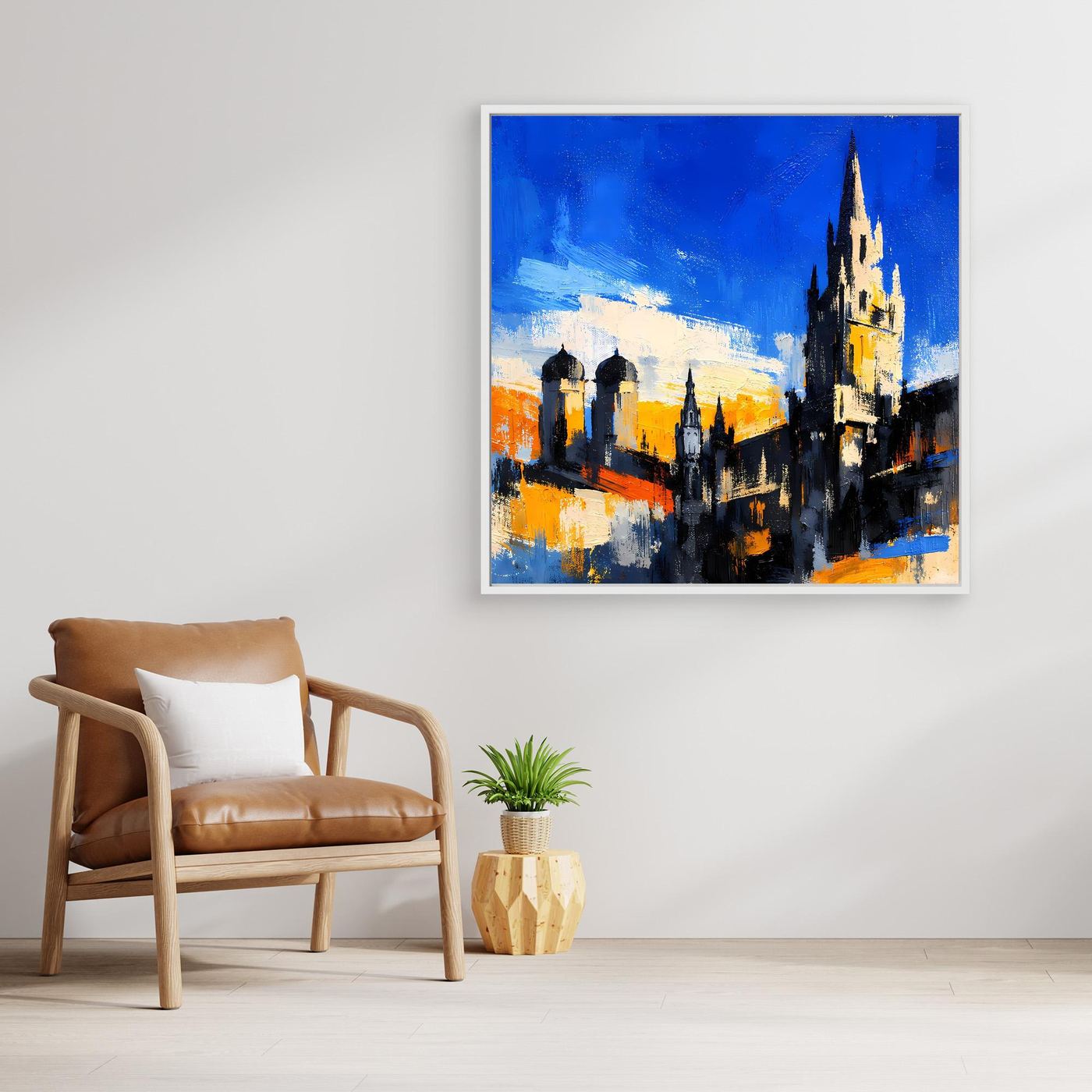 Leinwand Historische Stadtkulisse bei Sonnenuntergang | Abstraktes Architektur Wandbild