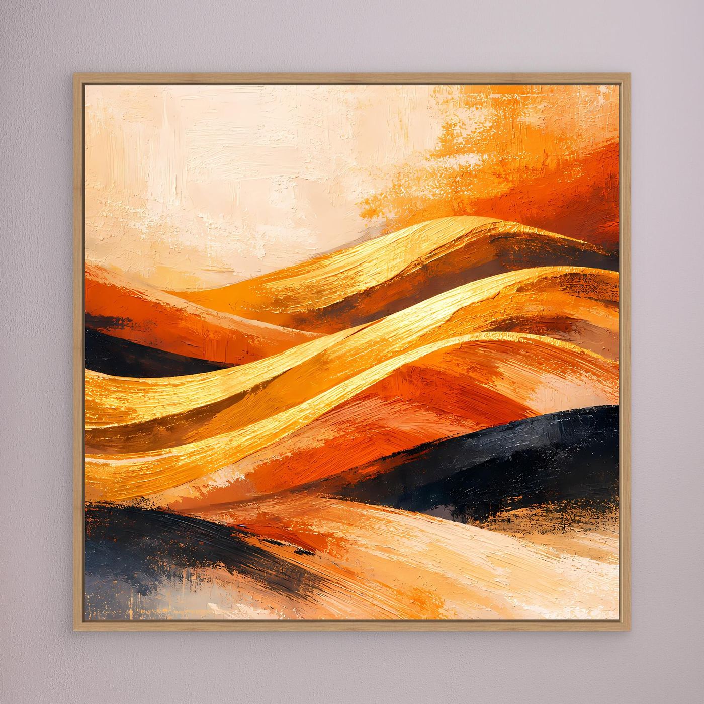 Leinwand Goldene Wüstendünen | Abstraktes Modern Art Landschafts Wandbild