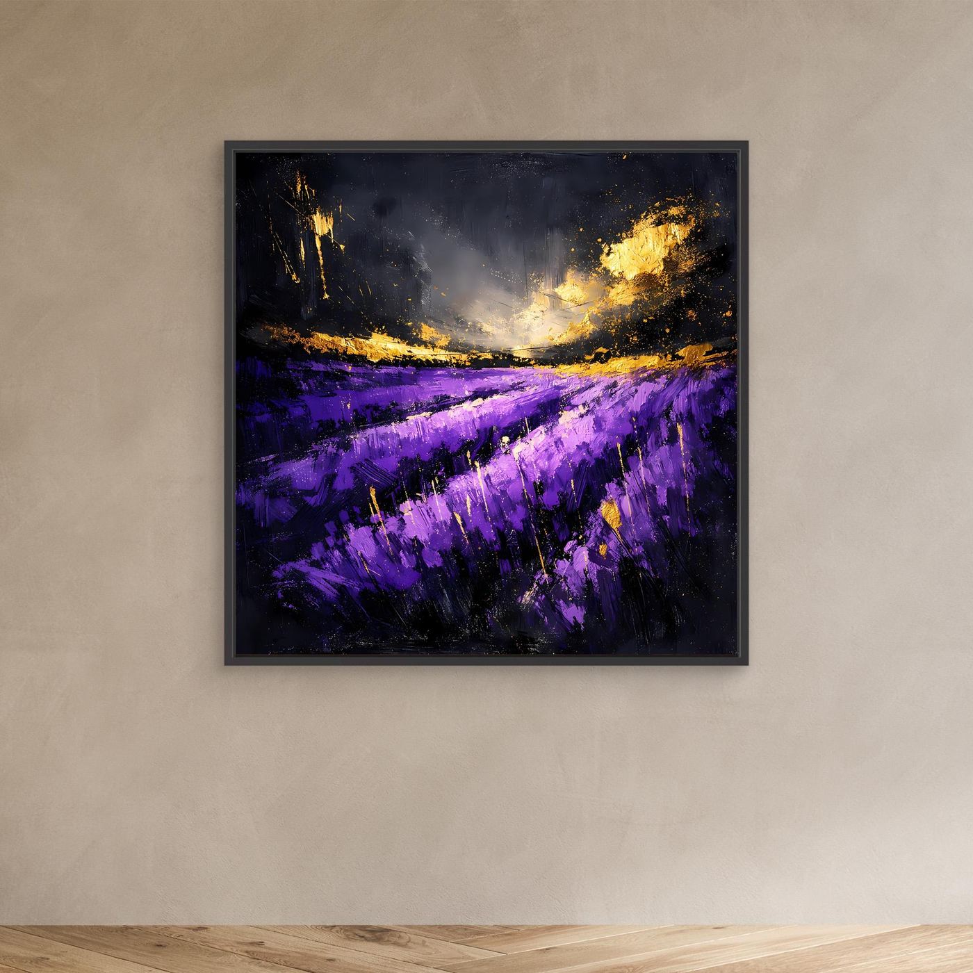 Leinwand Abstraktes Lavendelfeld im Abendlicht | Modernes Natur Wandbild