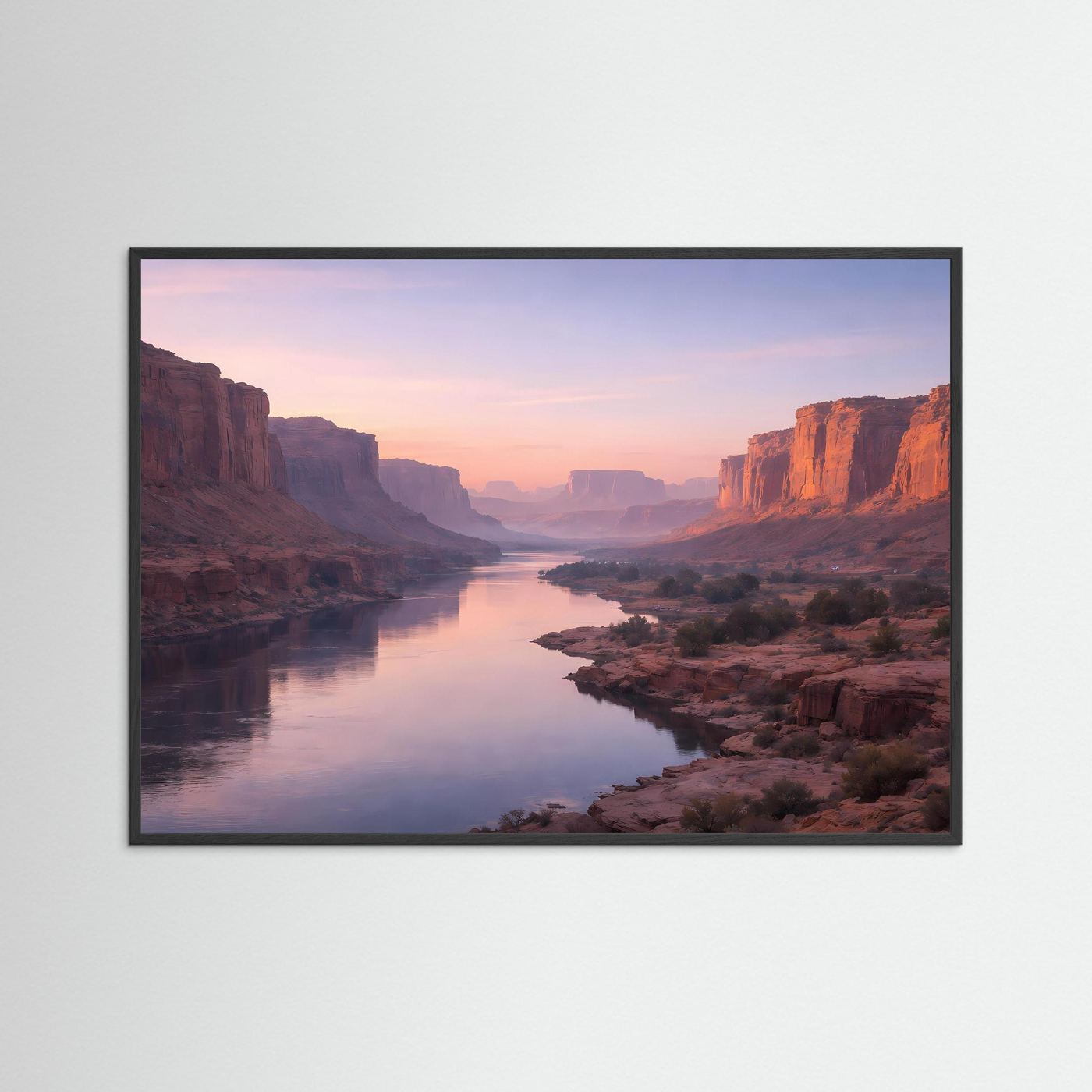 Wandbild Grand Canyon: Fluss durch die Schlucht, Sonnenuntergangshimmel