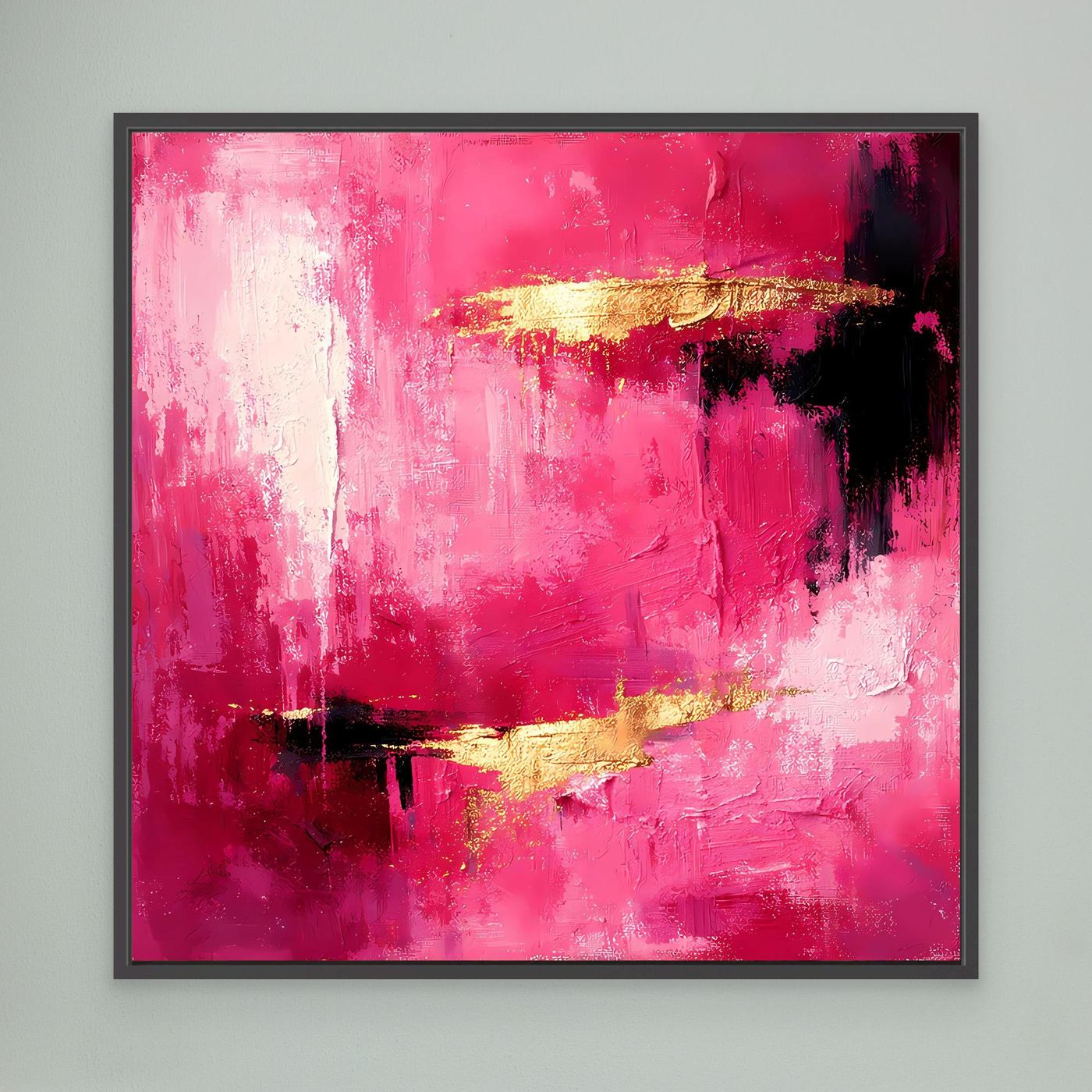 Leinwand Abstraktes Gemälde in Rosa und Gold | Modernes Elegantes Wandbild